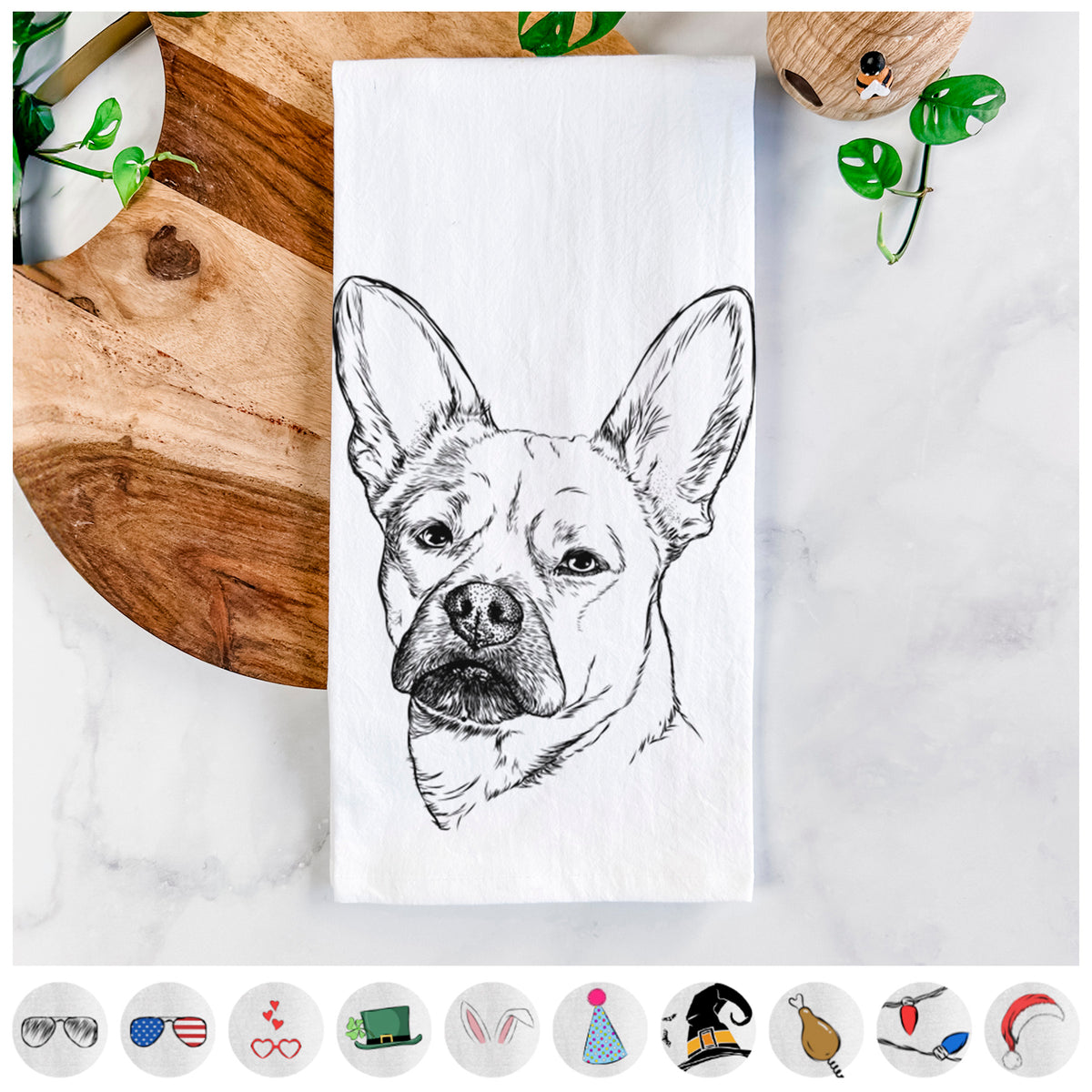 Frankie the Mixed Breed Tea Towel