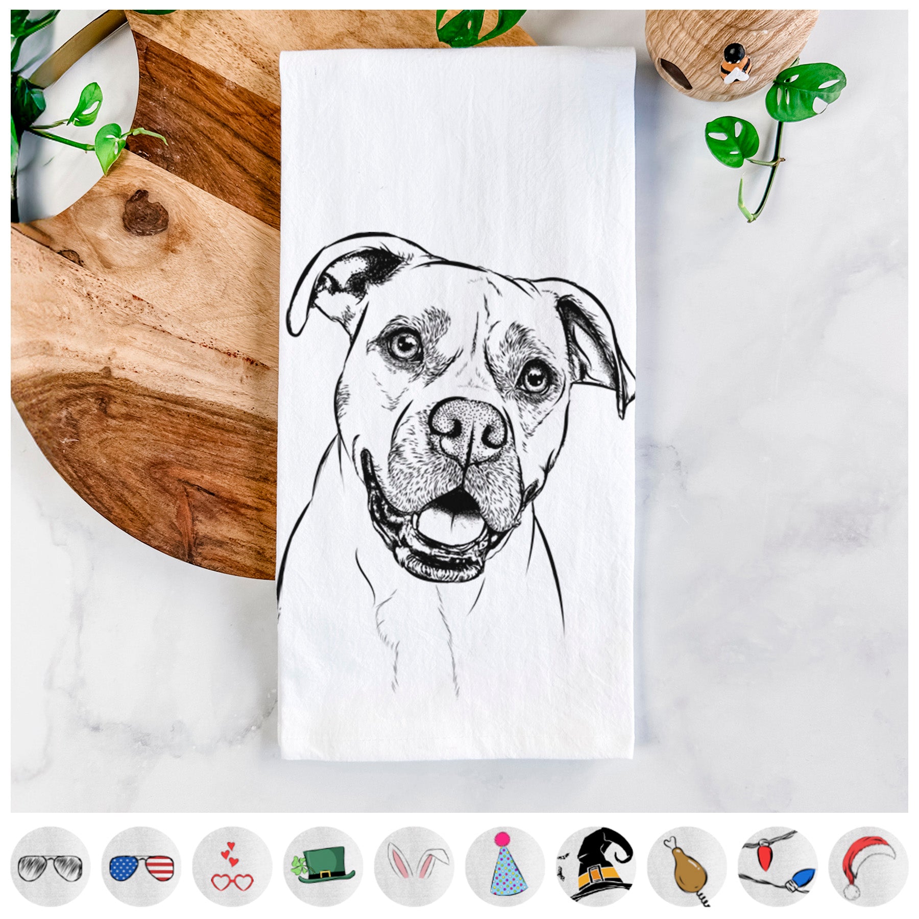 Frankie Tankie the Boxer Mix Tea Towel