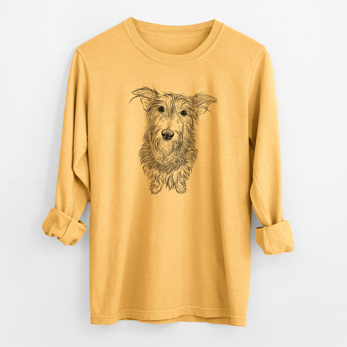 Bare Frida Doggo the Rescue Terrier Mix - Men's Heavyweight 100% Cotton Long Sleeve