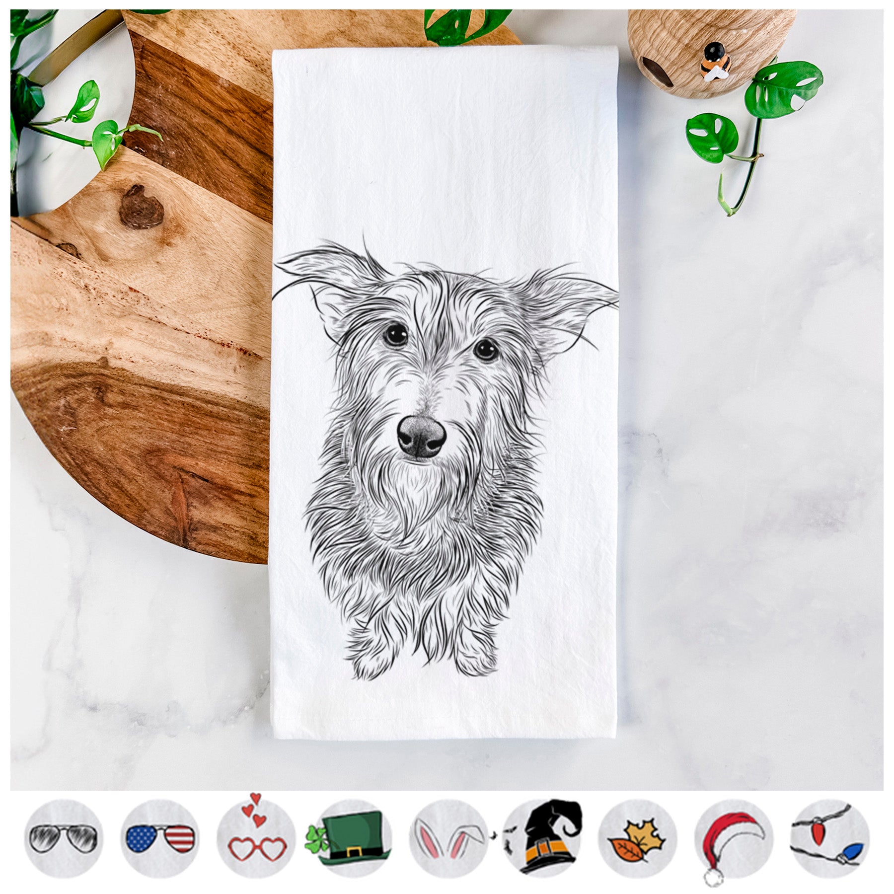 Frida Doggo the Rescue Terrier Mix Tea Towel