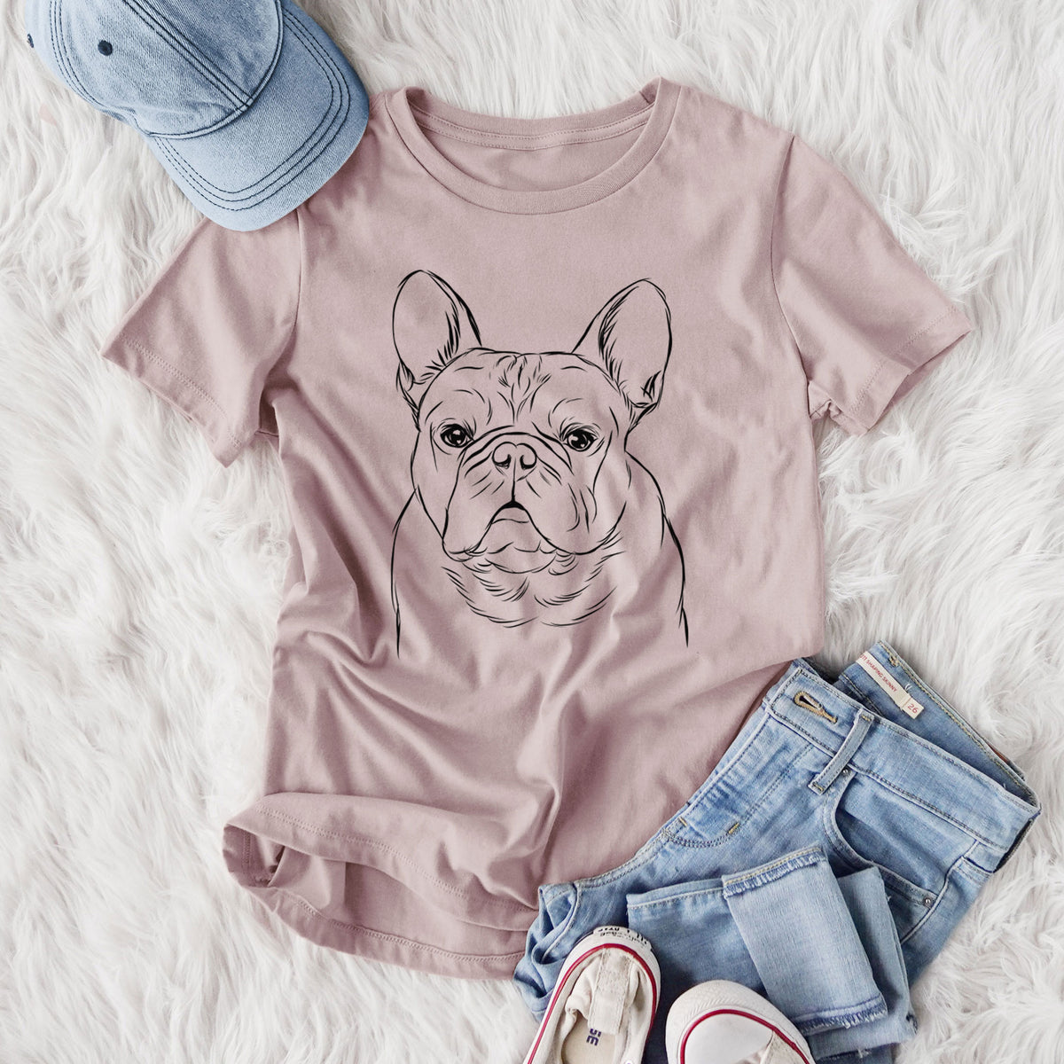 Bare Fudge the French Bulldog - Women's Lightweight Relaxed Fit 100% Cotton Crewneck