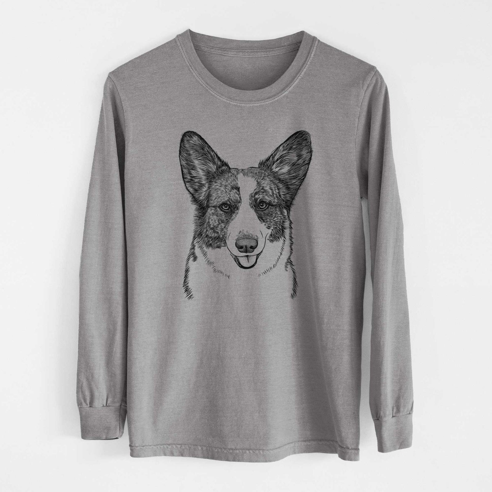 Bare Gabby the Cardigan Welsh Corgi - Men's Heavyweight 100% Cotton Long Sleeve