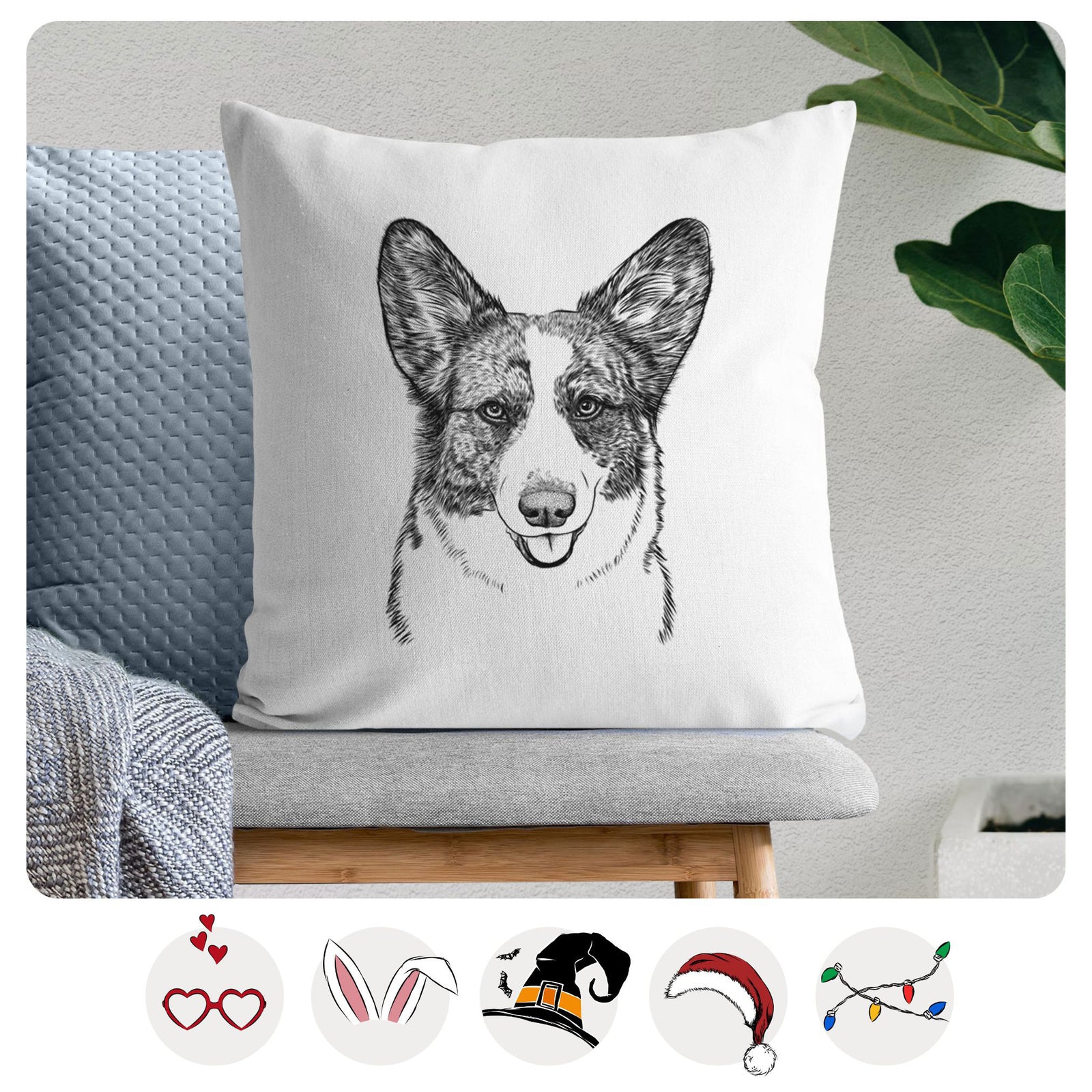 Gabby the Cardigan Welsh Corgi - Throw Pillow Cover