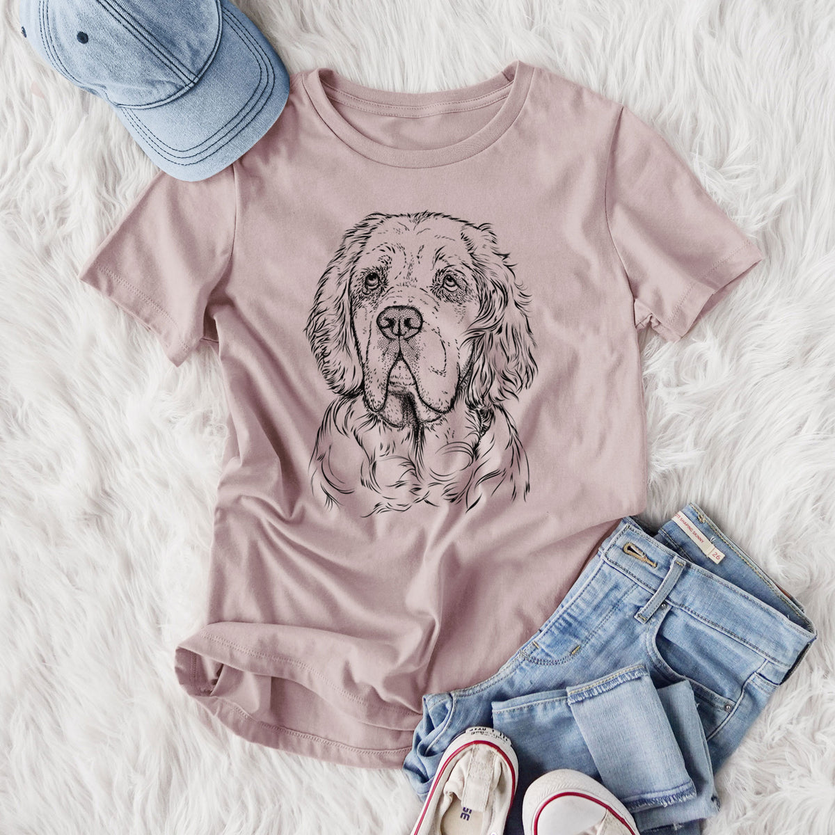 Bare Gary the Clumber Spaniel - Women's Lightweight Relaxed Fit 100% Cotton Crewneck