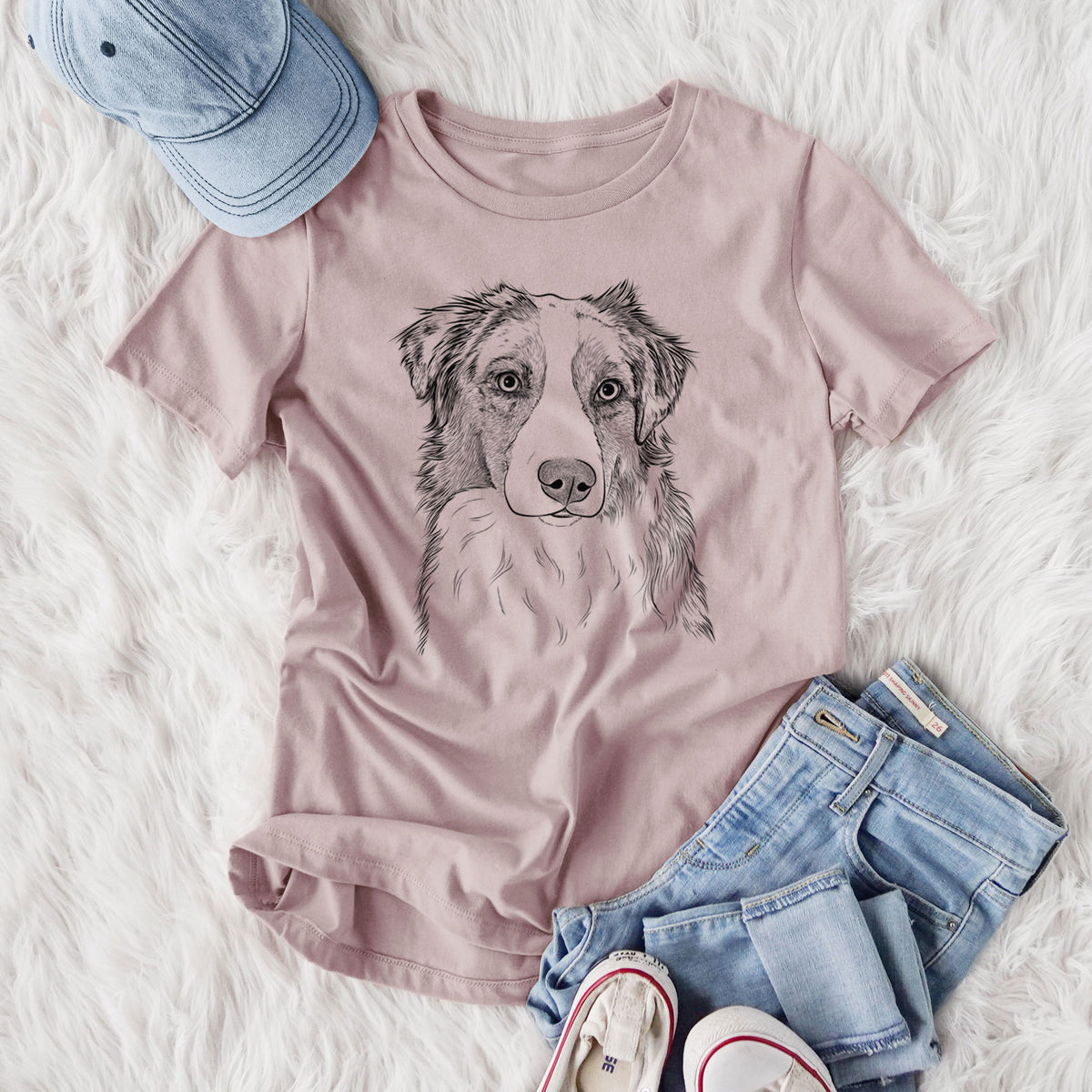 Bare Ginger the Australian Shepherd - Women's Lightweight Relaxed Fit 100% Cotton Crewneck