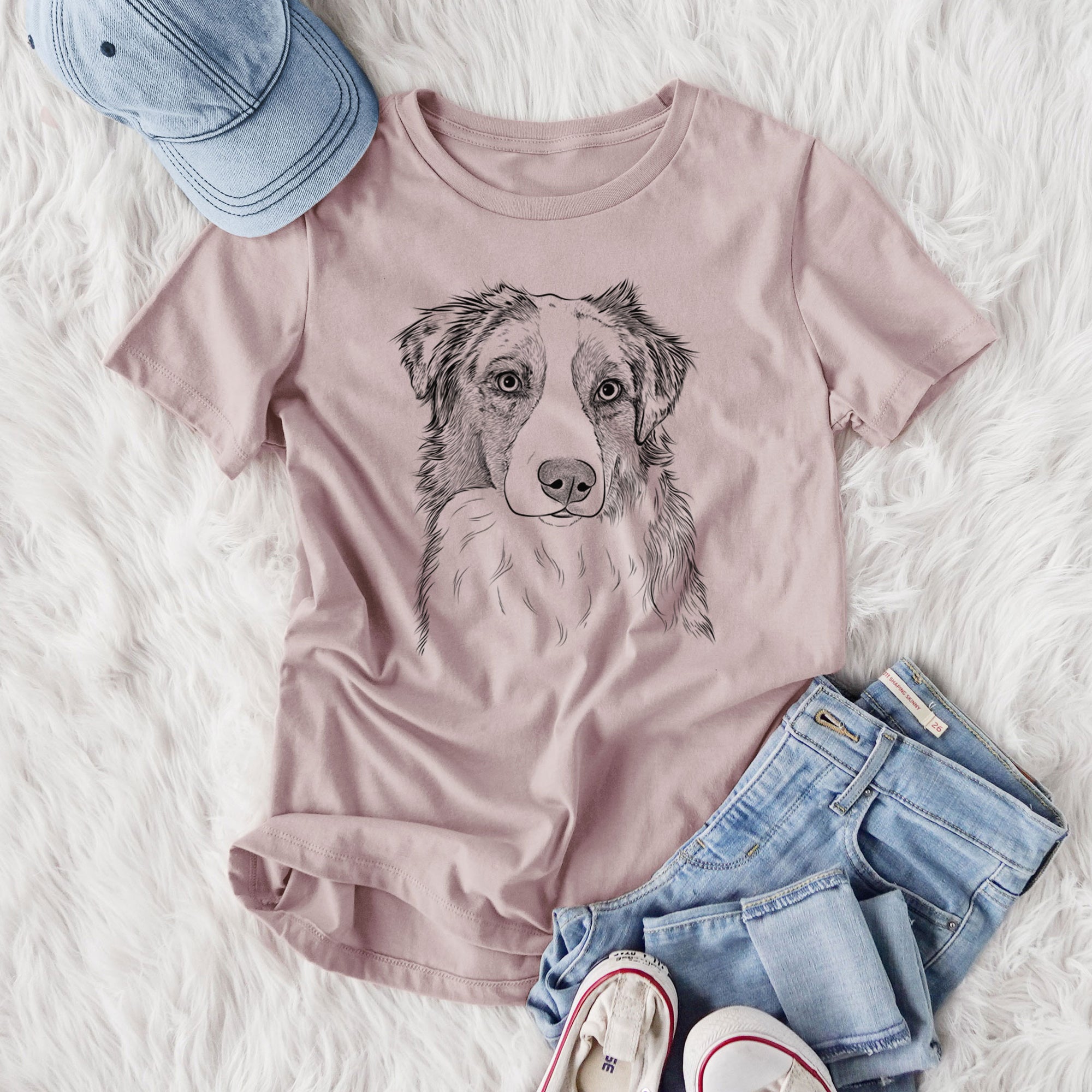 Bare Ginger the Australian Shepherd - Women's Lightweight Relaxed Fit 100% Cotton Crewneck
