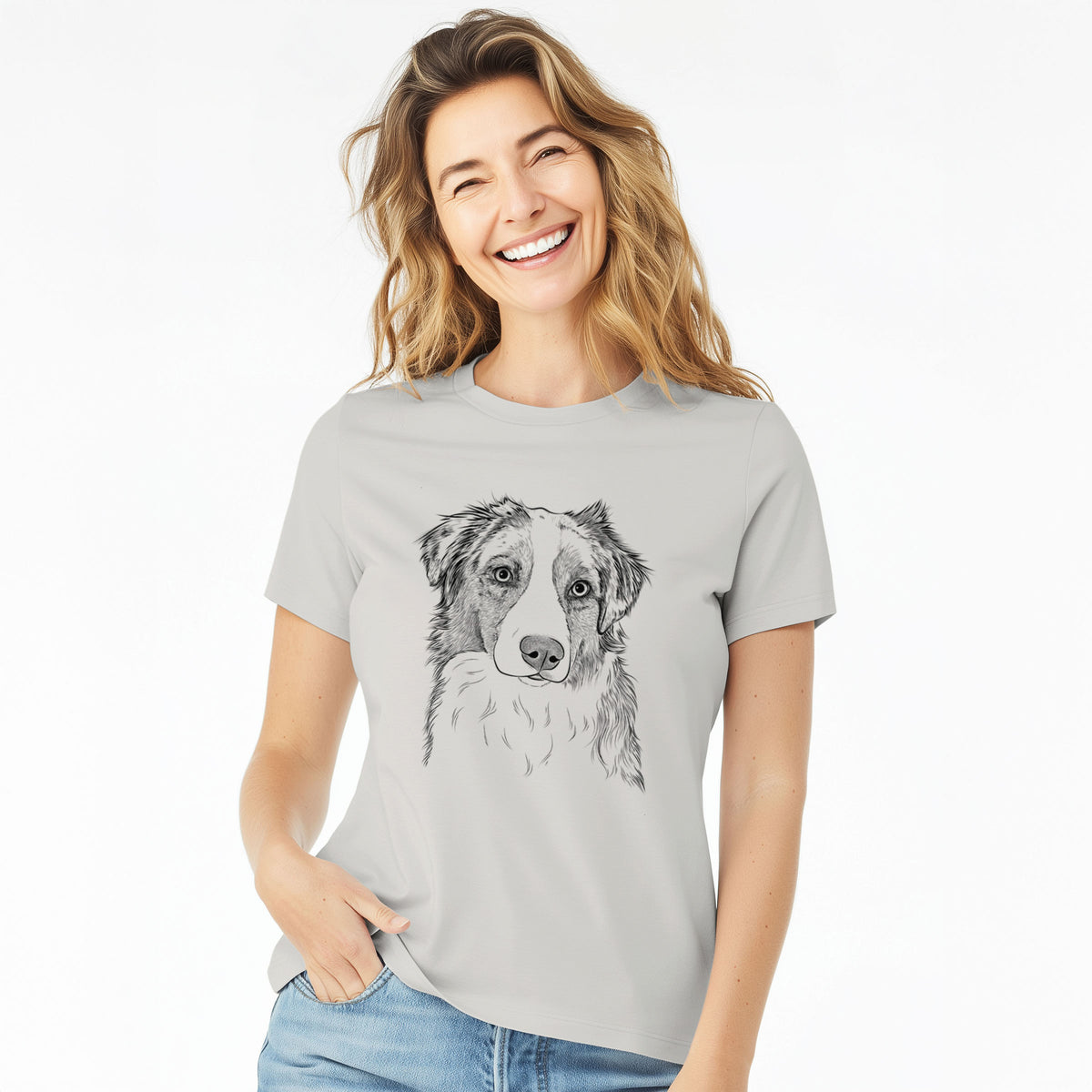 Bare Ginger the Australian Shepherd - Women's Lightweight Relaxed Fit 100% Cotton Crewneck