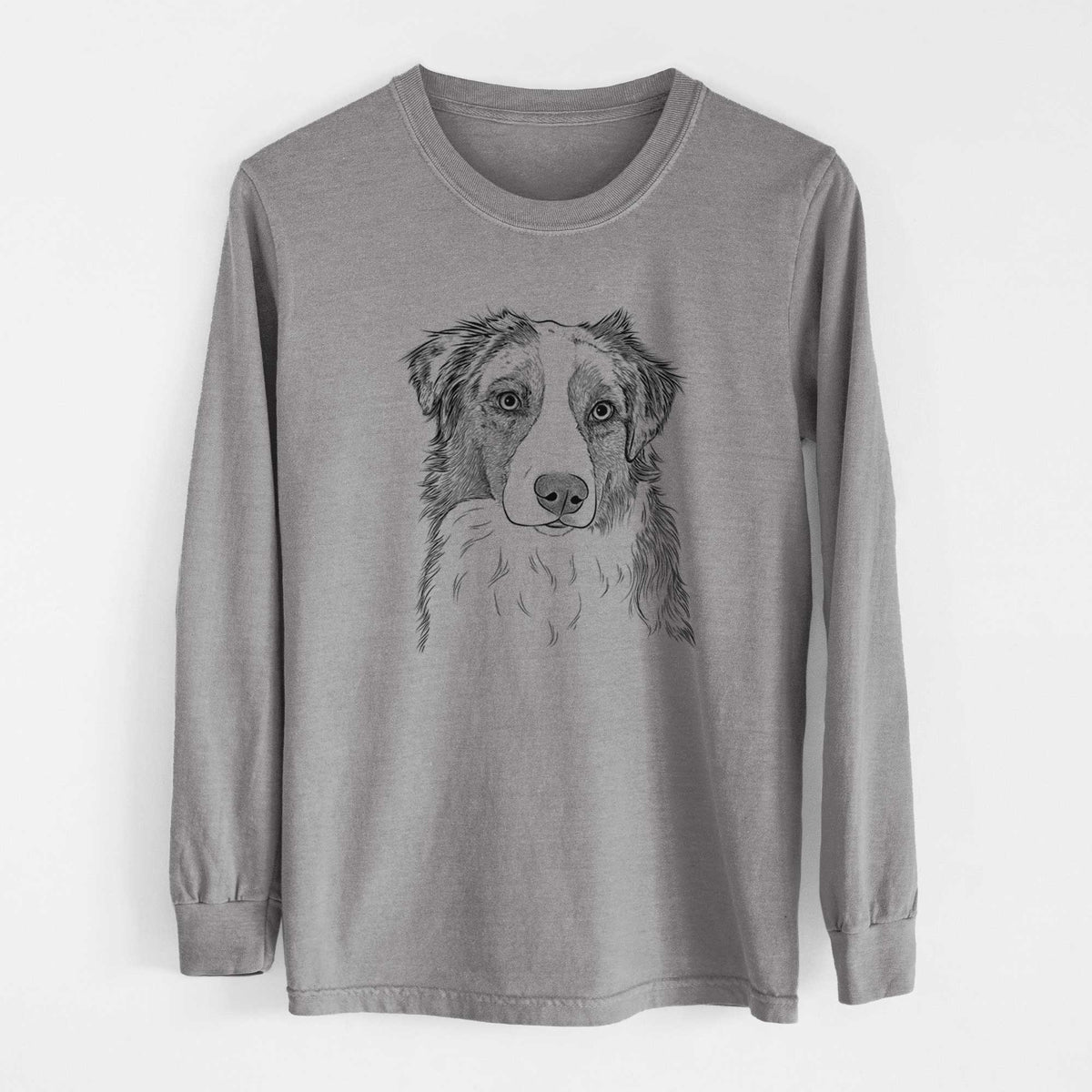 Bare Ginger the Australian Shepherd - Men's Heavyweight 100% Cotton Long Sleeve