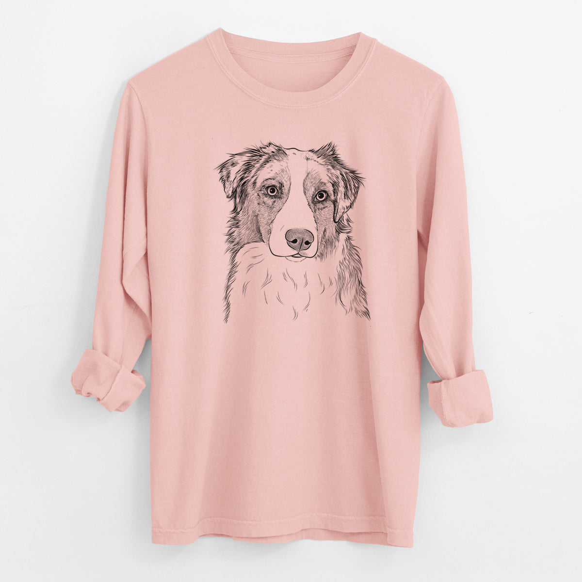 Bare Ginger the Australian Shepherd - Men's Heavyweight 100% Cotton Long Sleeve