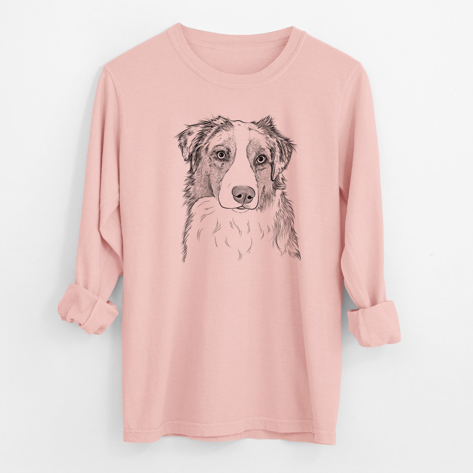 Bare Ginger the Australian Shepherd - Men's Heavyweight 100% Cotton Long Sleeve