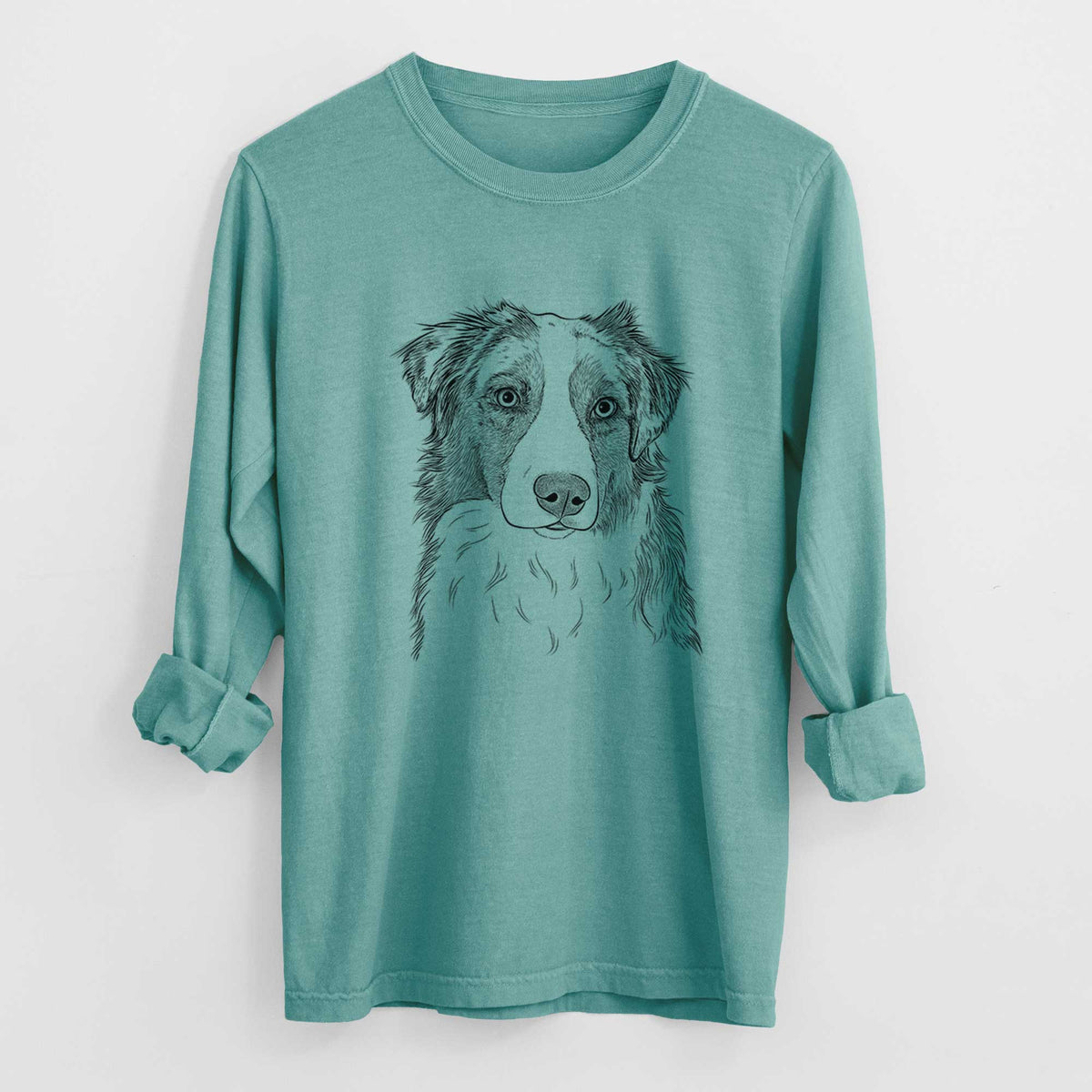 Bare Ginger the Australian Shepherd - Men's Heavyweight 100% Cotton Long Sleeve