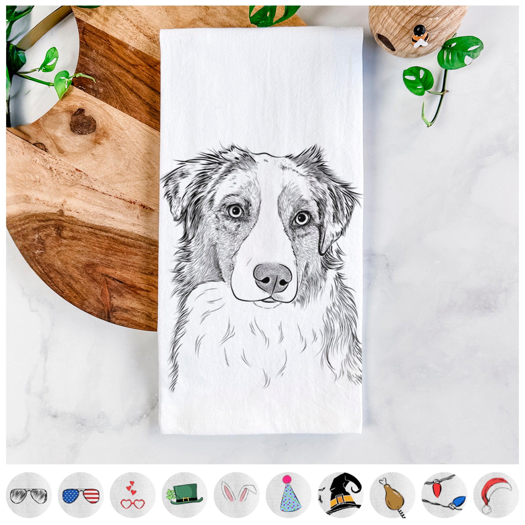 Ginger the Australian Shepherd Tea Towel