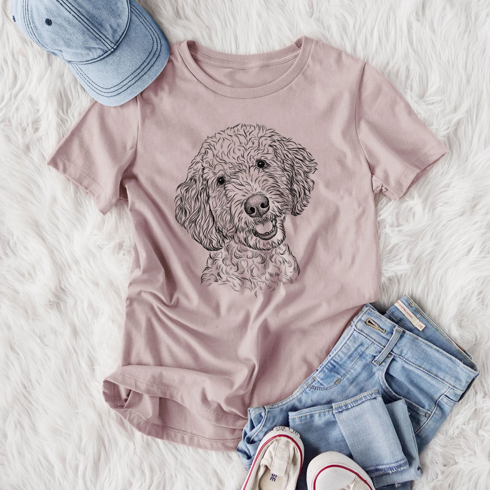 Bare Gizmo the Goldendoodle - Women's Lightweight Relaxed Fit 100% Cotton Crewneck