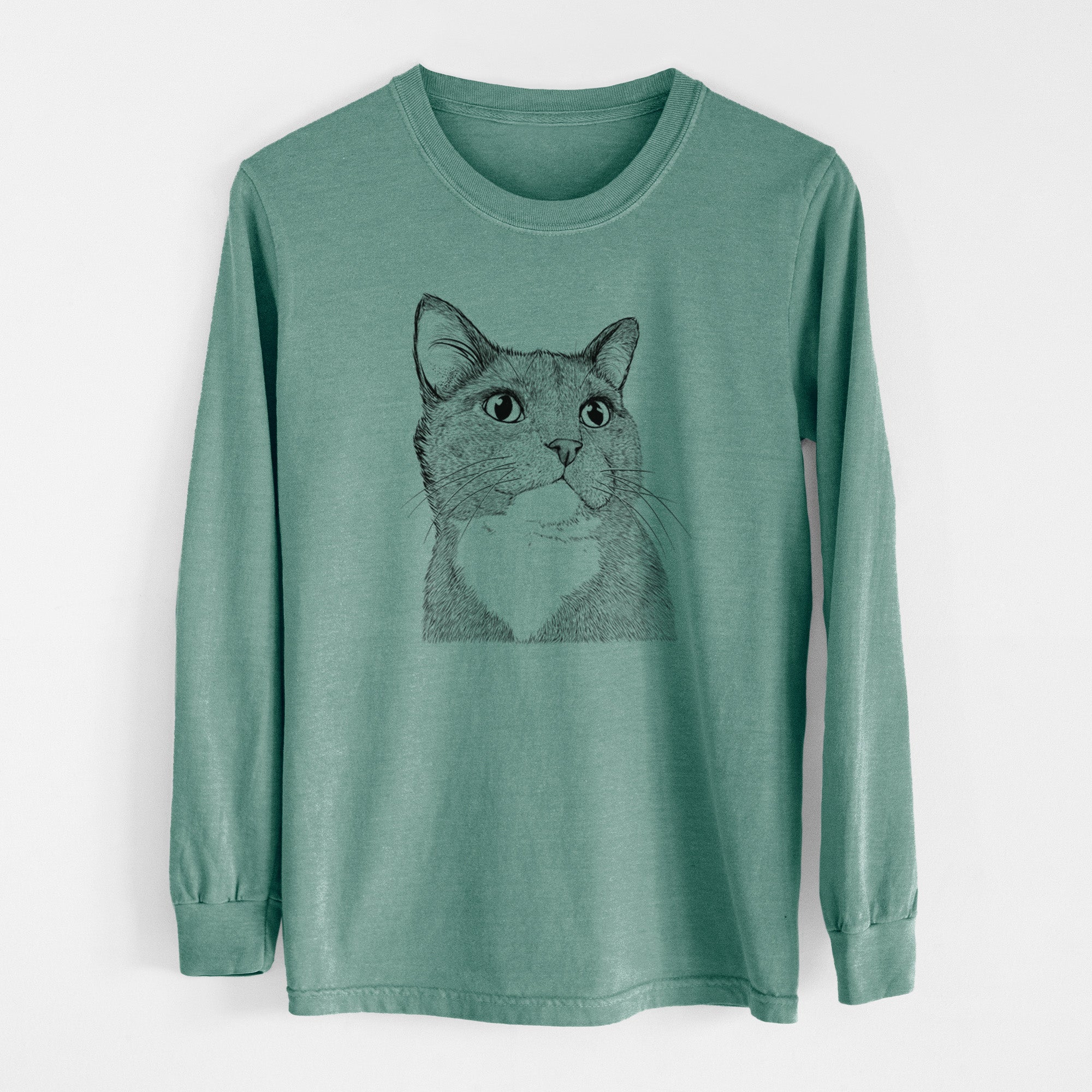 Bare Gizmo the Grey Cat - Men's Heavyweight 100% Cotton Long Sleeve