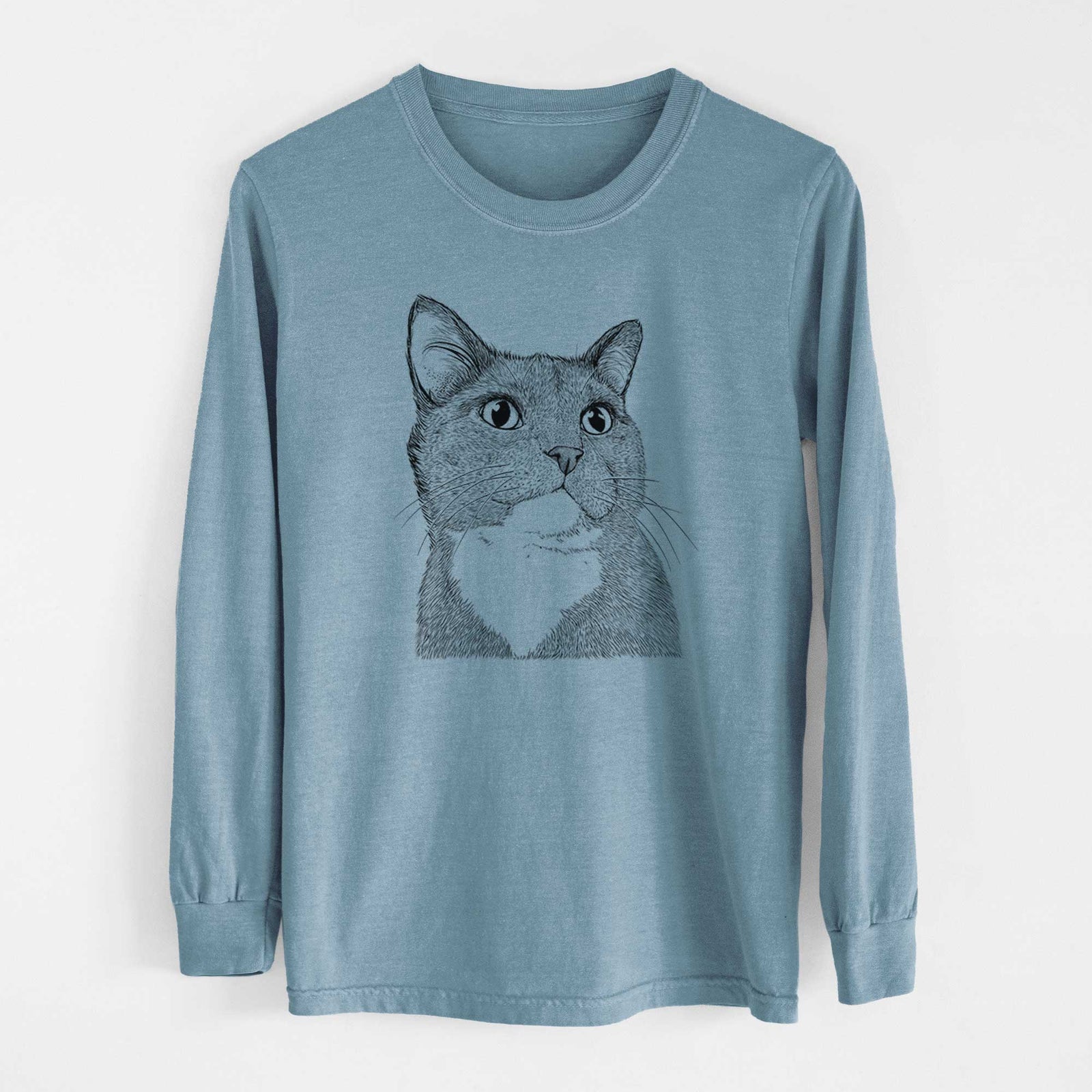 Bare Gizmo the Grey Cat - Men's Heavyweight 100% Cotton Long Sleeve