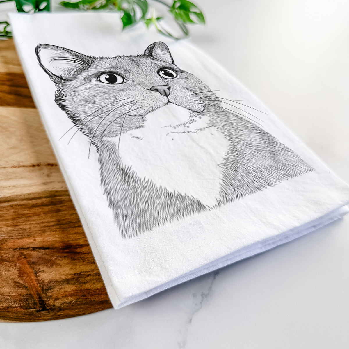 Gizmo the Grey Cat Tea Towel