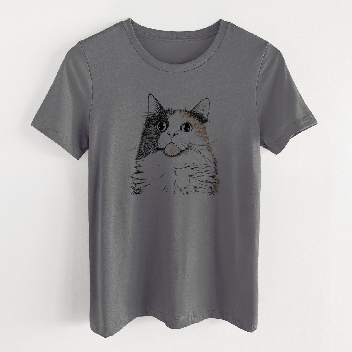 Bare Greta the Calico Cat - Women's Lightweight Relaxed Fit 100% Cotton Crewneck