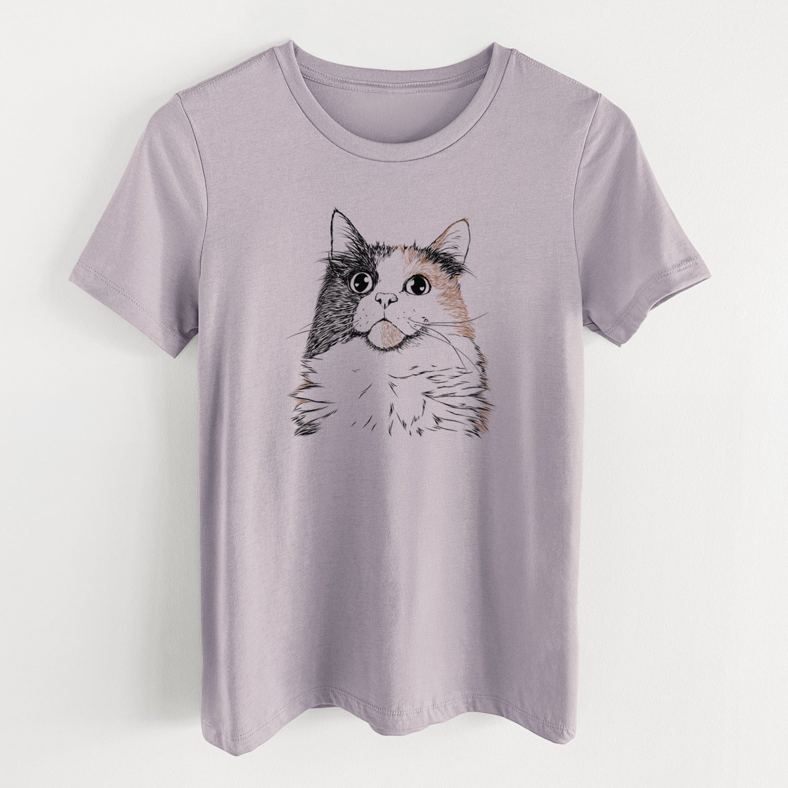 Bare Greta the Calico Cat - Women's Lightweight Relaxed Fit 100% Cotton Crewneck