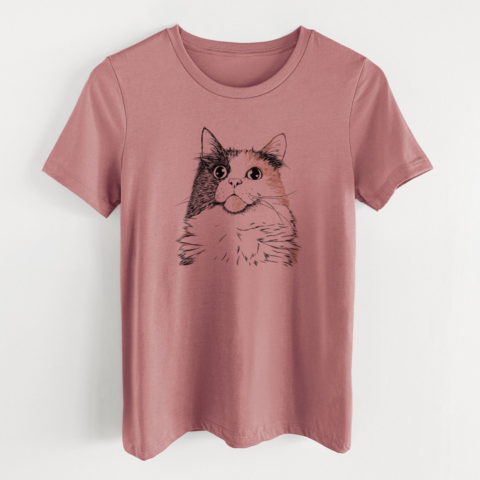 Bare Greta the Calico Cat - Women's Lightweight Relaxed Fit 100% Cotton Crewneck