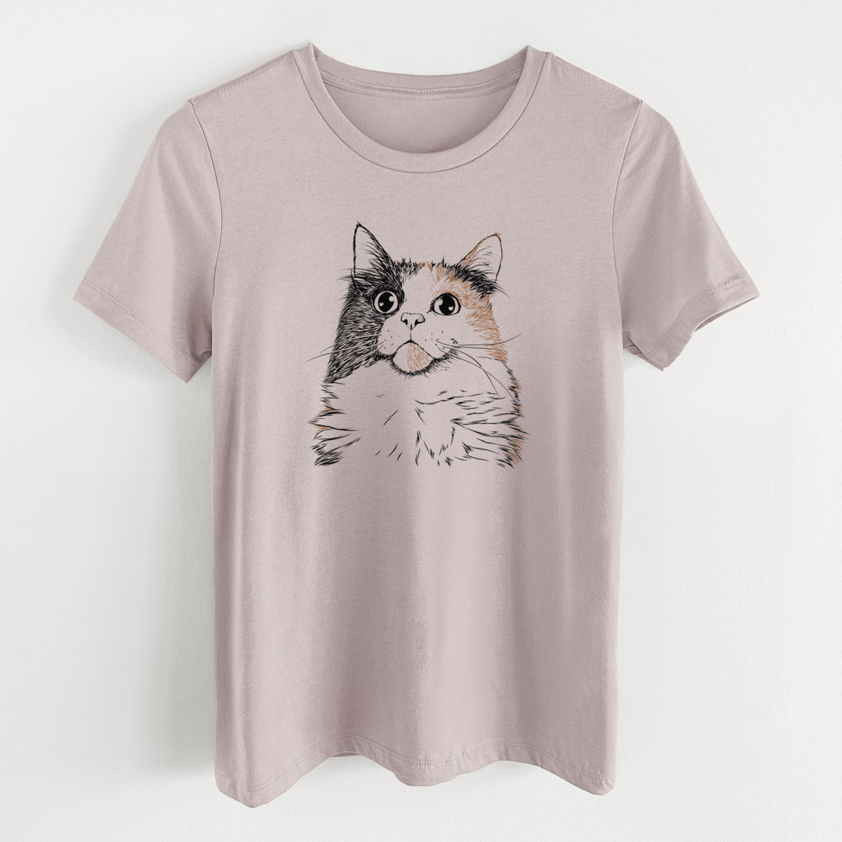 Bare Greta the Calico Cat - Women's Lightweight Relaxed Fit 100% Cotton Crewneck