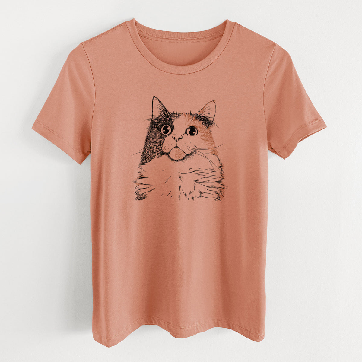 Bare Greta the Calico Cat - Women's Lightweight Relaxed Fit 100% Cotton Crewneck