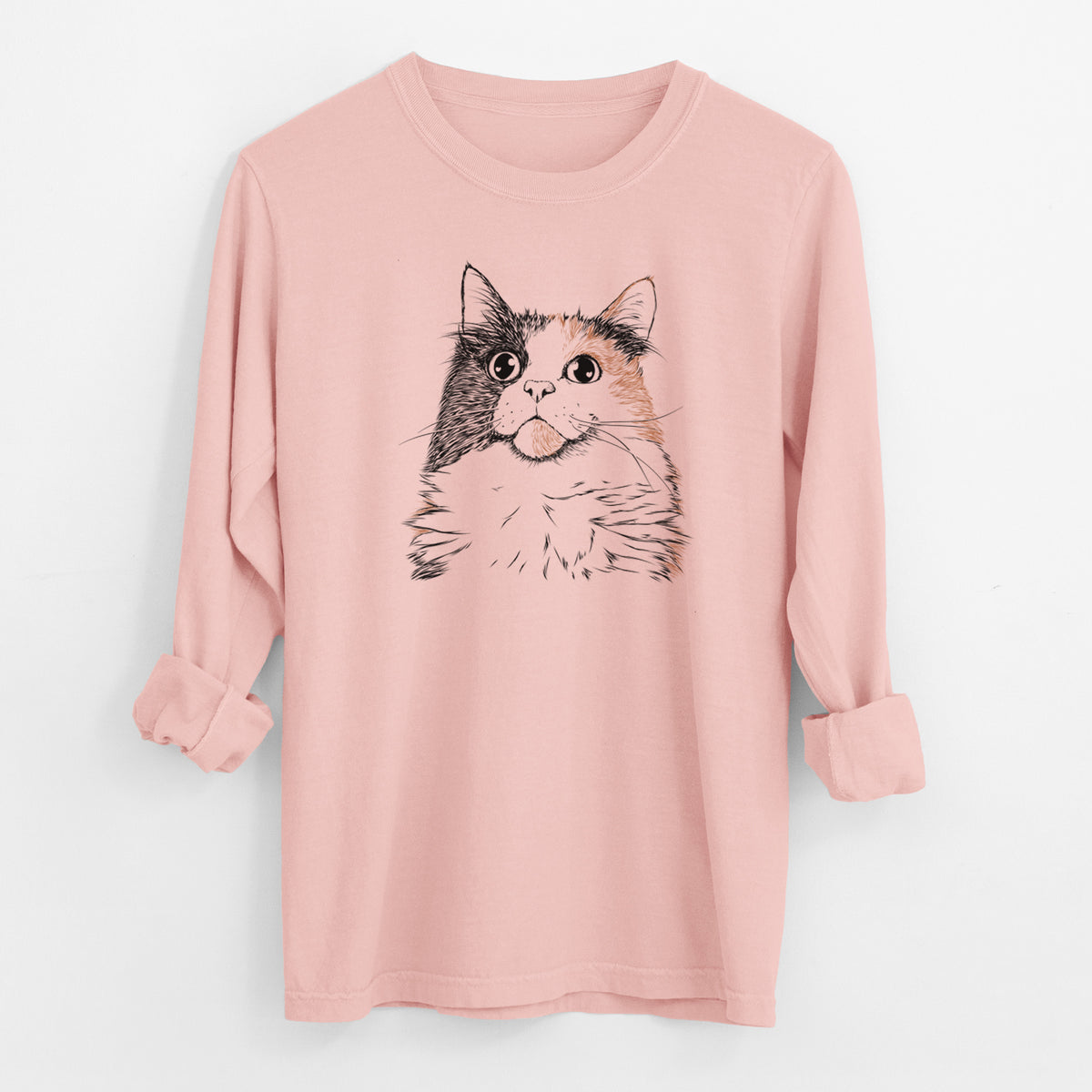 Bare Greta the Calico Cat - Men's Heavyweight 100% Cotton Long Sleeve