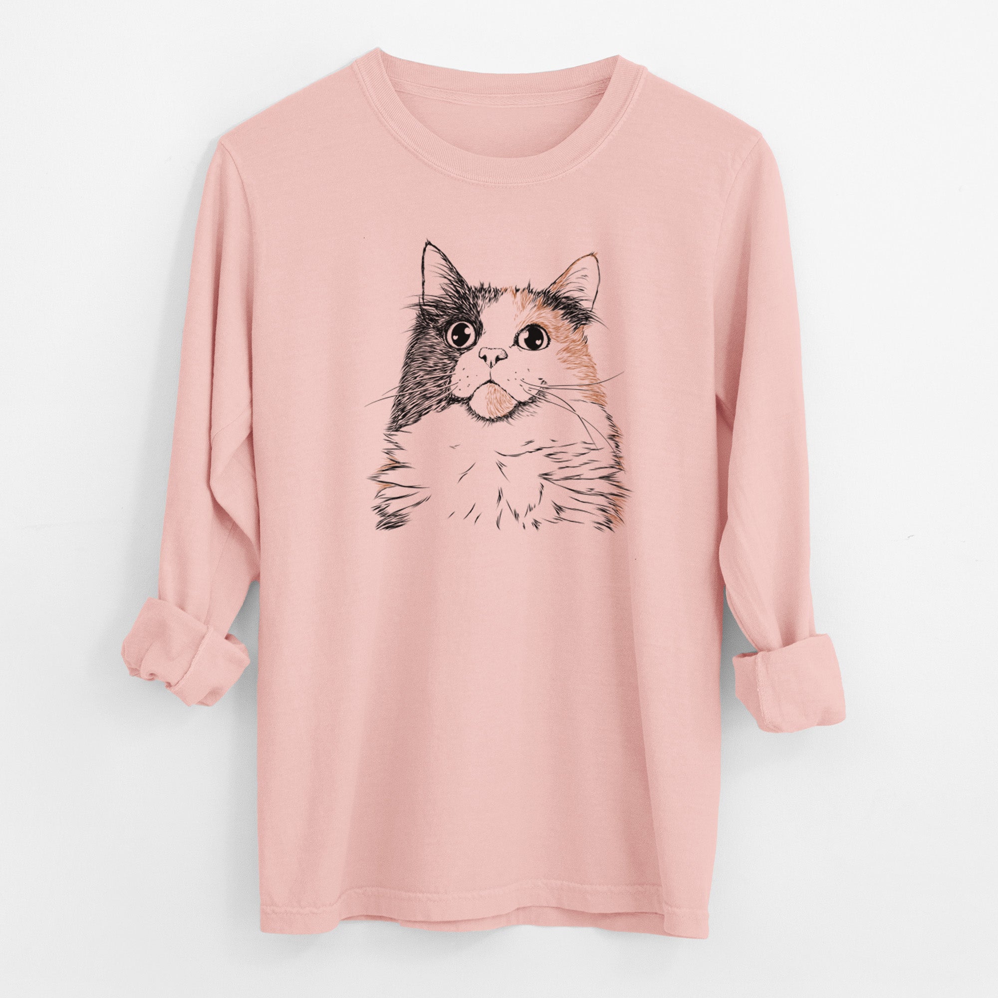 Bare Greta the Calico Cat - Men's Heavyweight 100% Cotton Long Sleeve