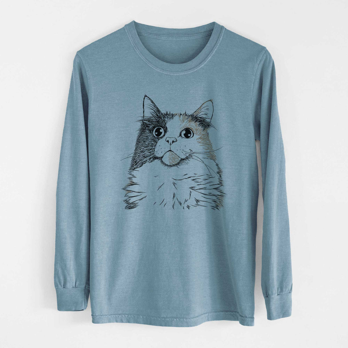 Bare Greta the Calico Cat - Men's Heavyweight 100% Cotton Long Sleeve