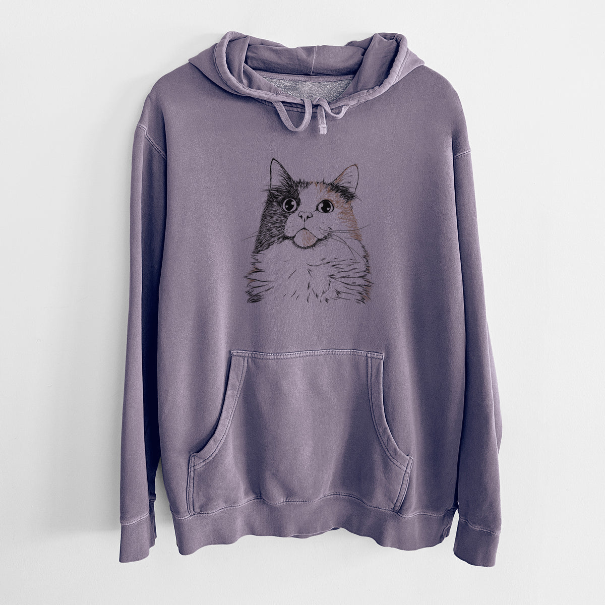Bare Greta the Calico Cat - Unisex Pigment Dyed Hoodie