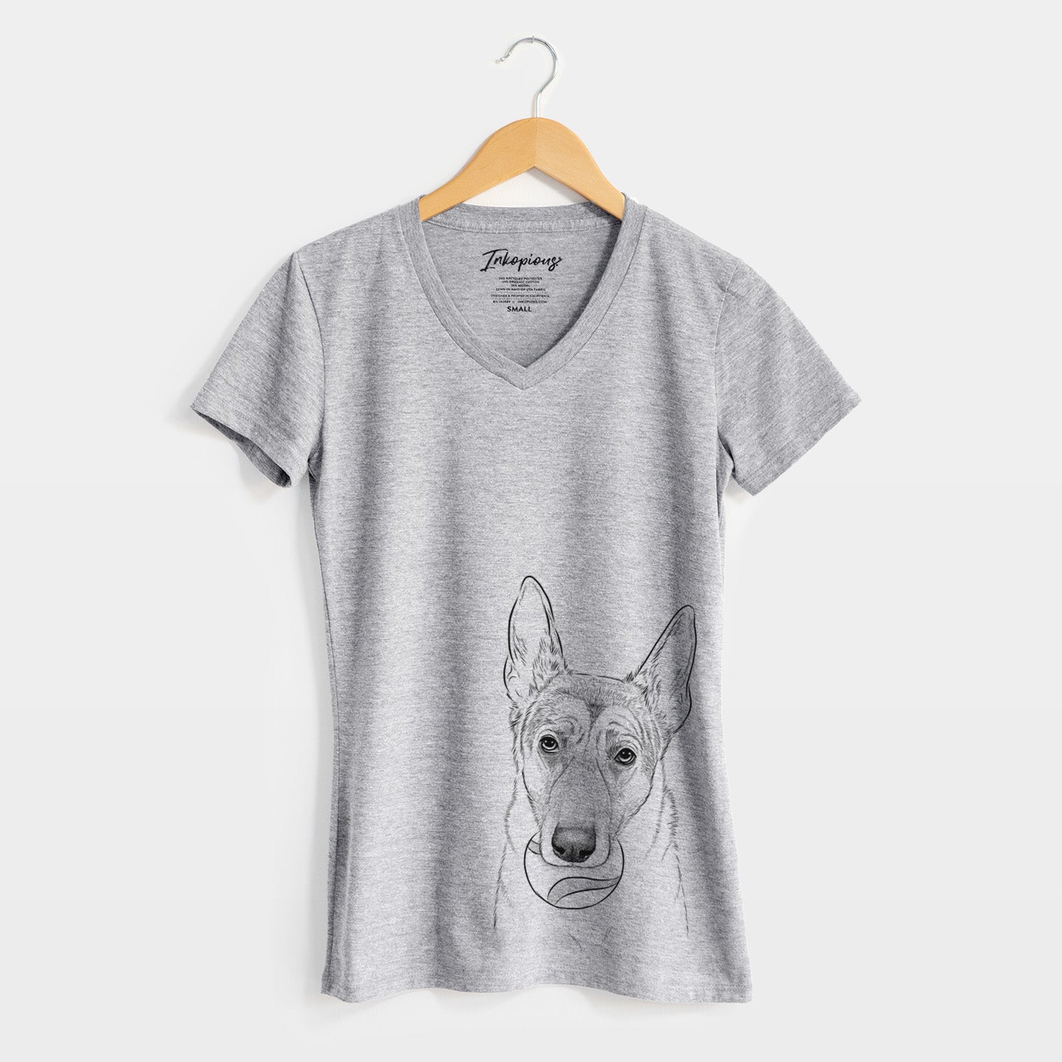 Bare Greta the German Shepherd - Women's V-neck Shirt