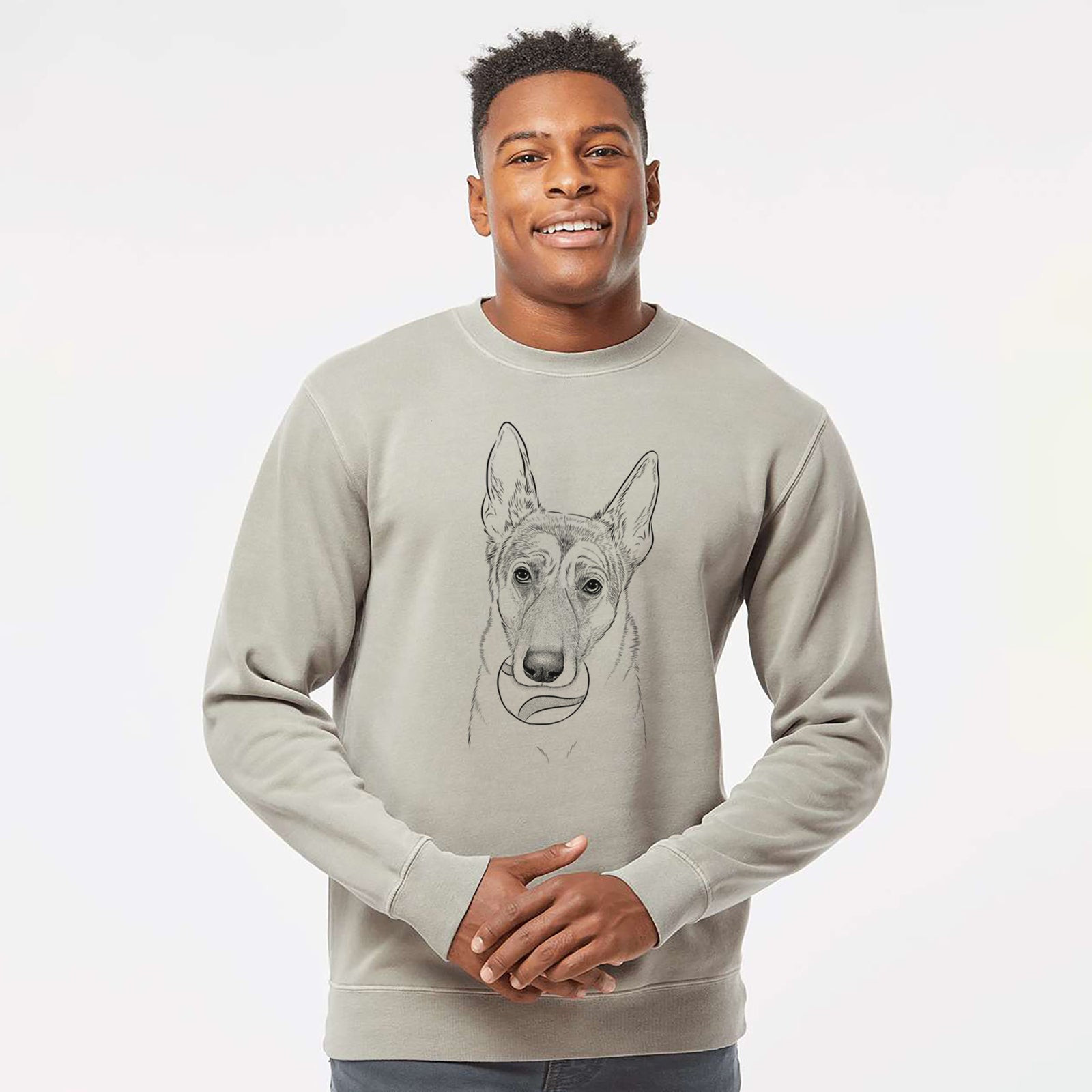 Bare Greta the German Shepherd - Unisex Pigment Dyed Crew Sweatshirt