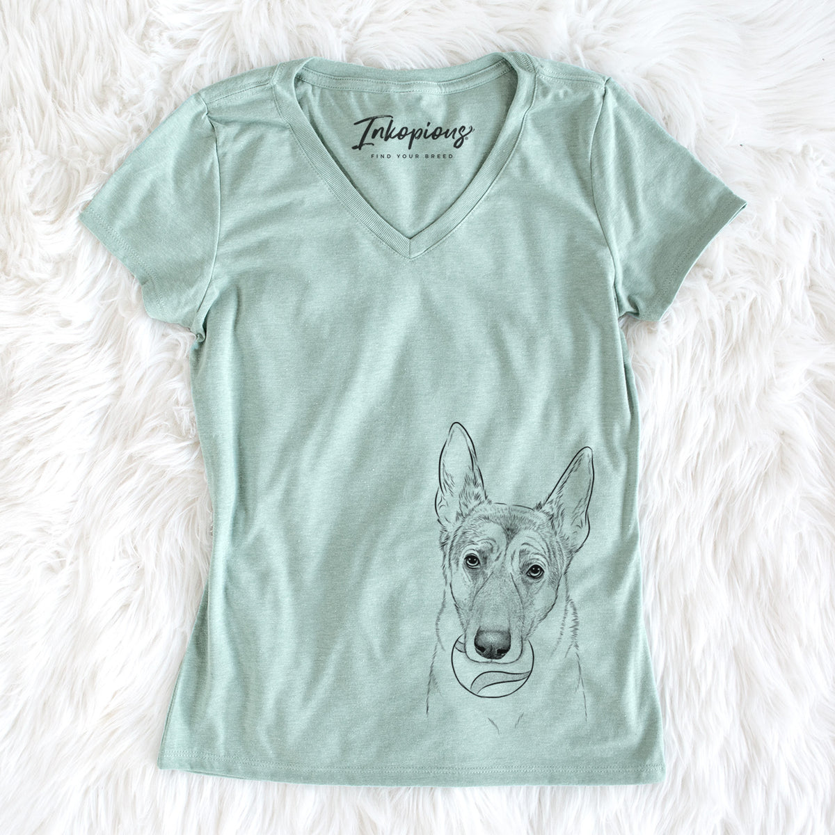 Bare Greta the German Shepherd - Women's V-neck Shirt