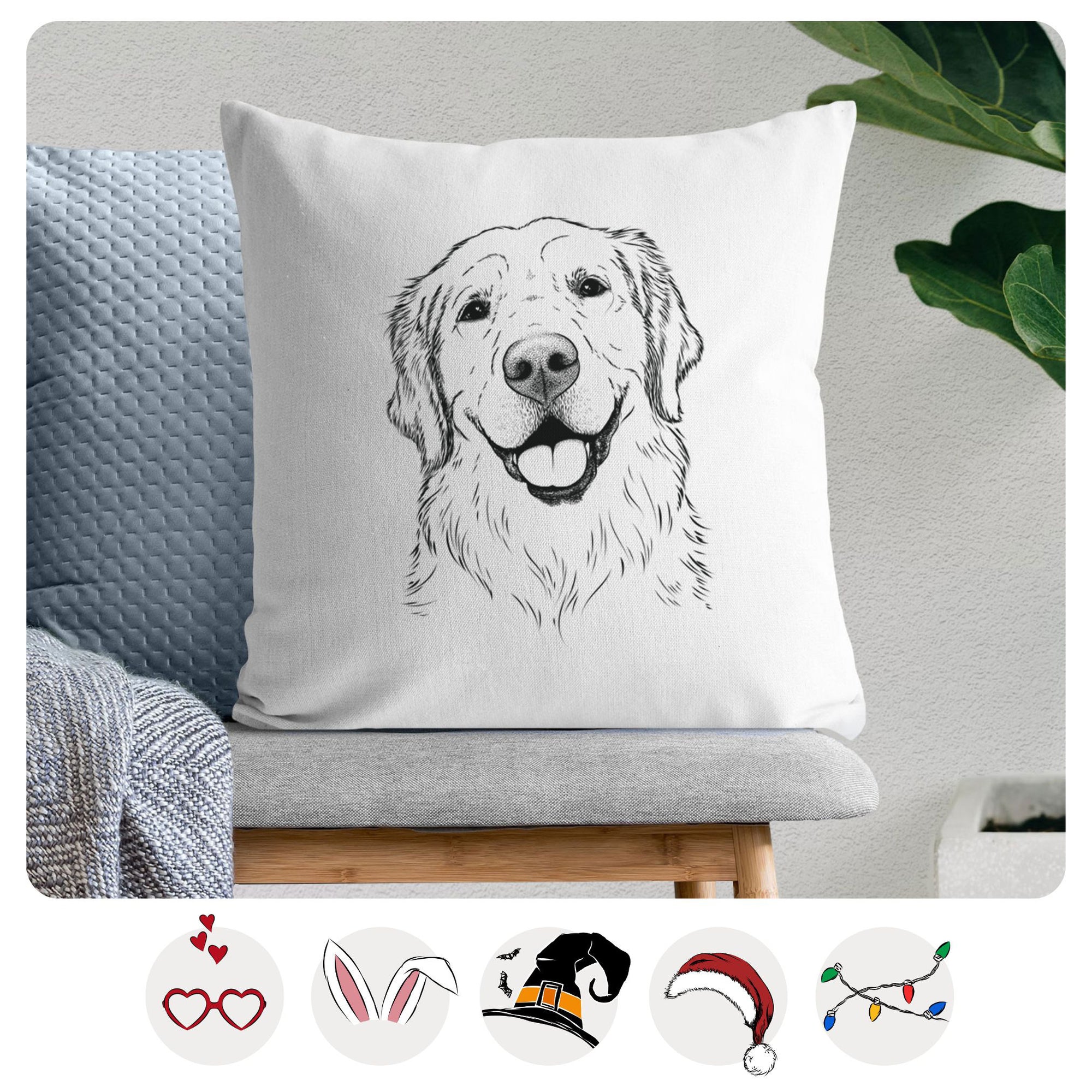 Griffin the Golden Retriever - Throw Pillow Cover