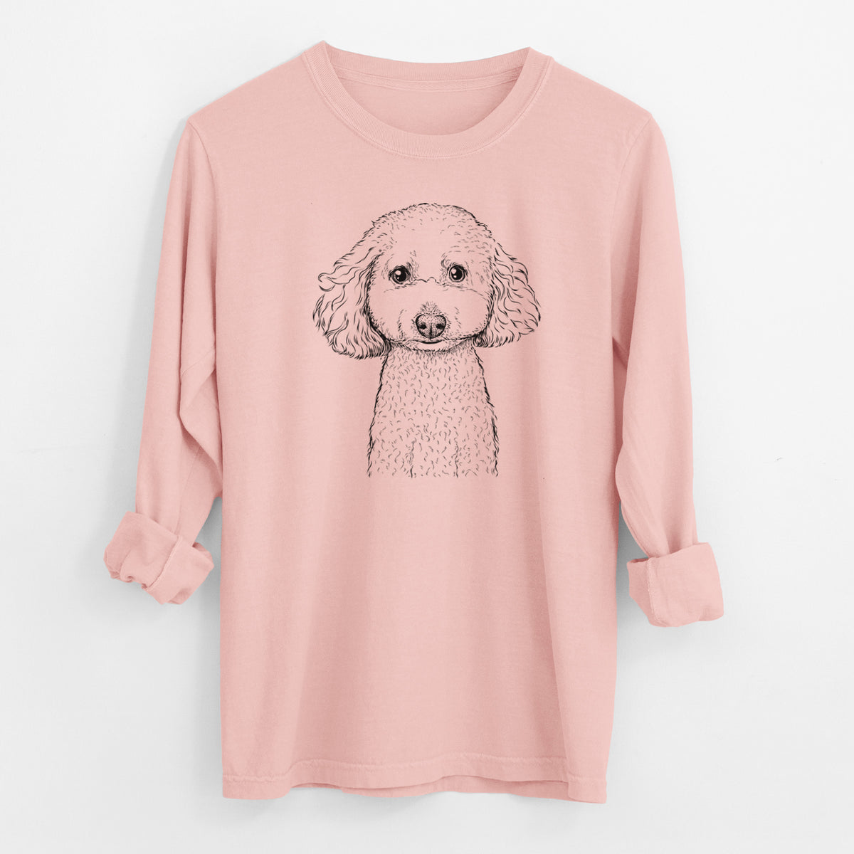 Bare Guinness the Toy Poodle Mix - Men's Heavyweight 100% Cotton Long Sleeve