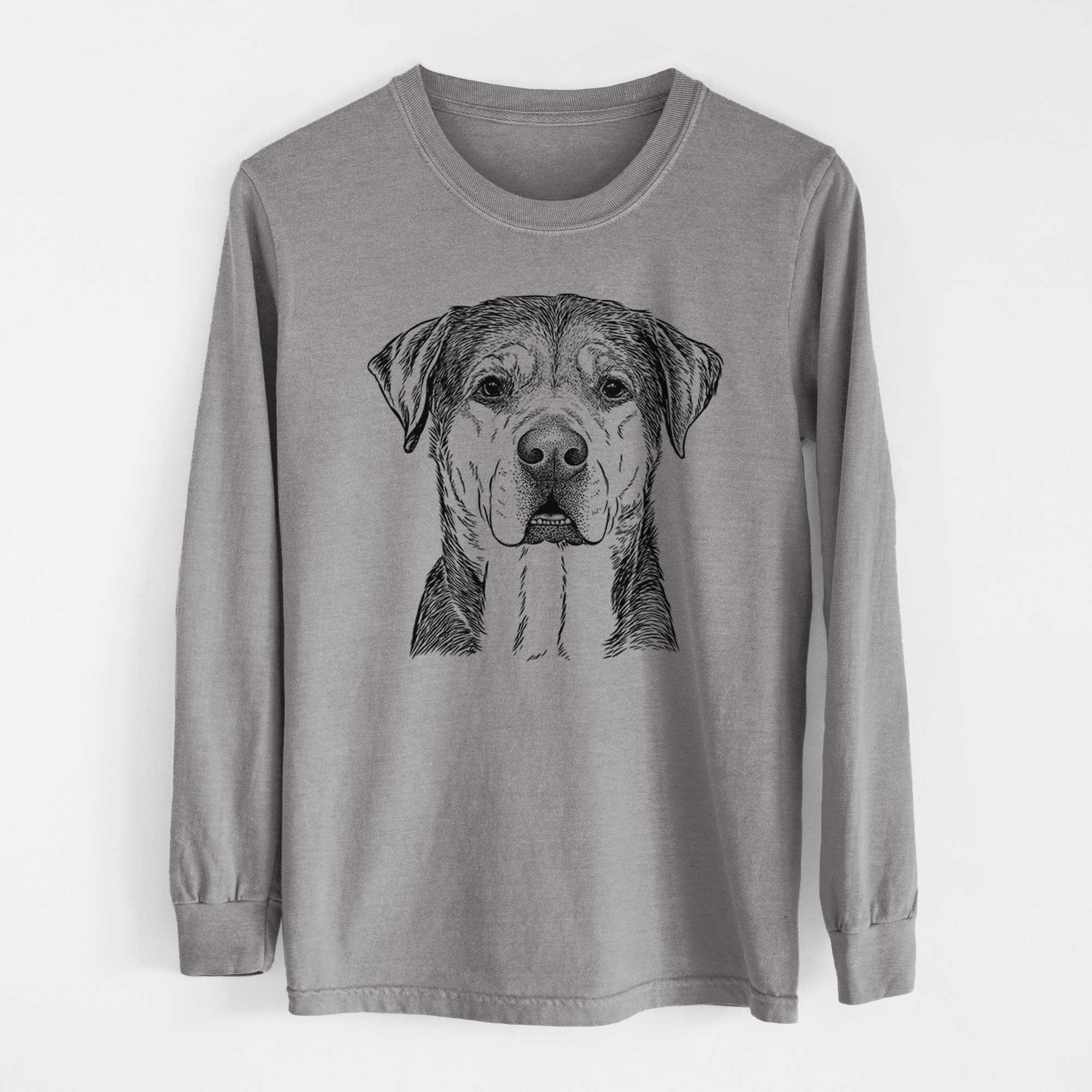 Bare Gus the Rottweiler Mix - Men's Heavyweight 100% Cotton Long Sleeve