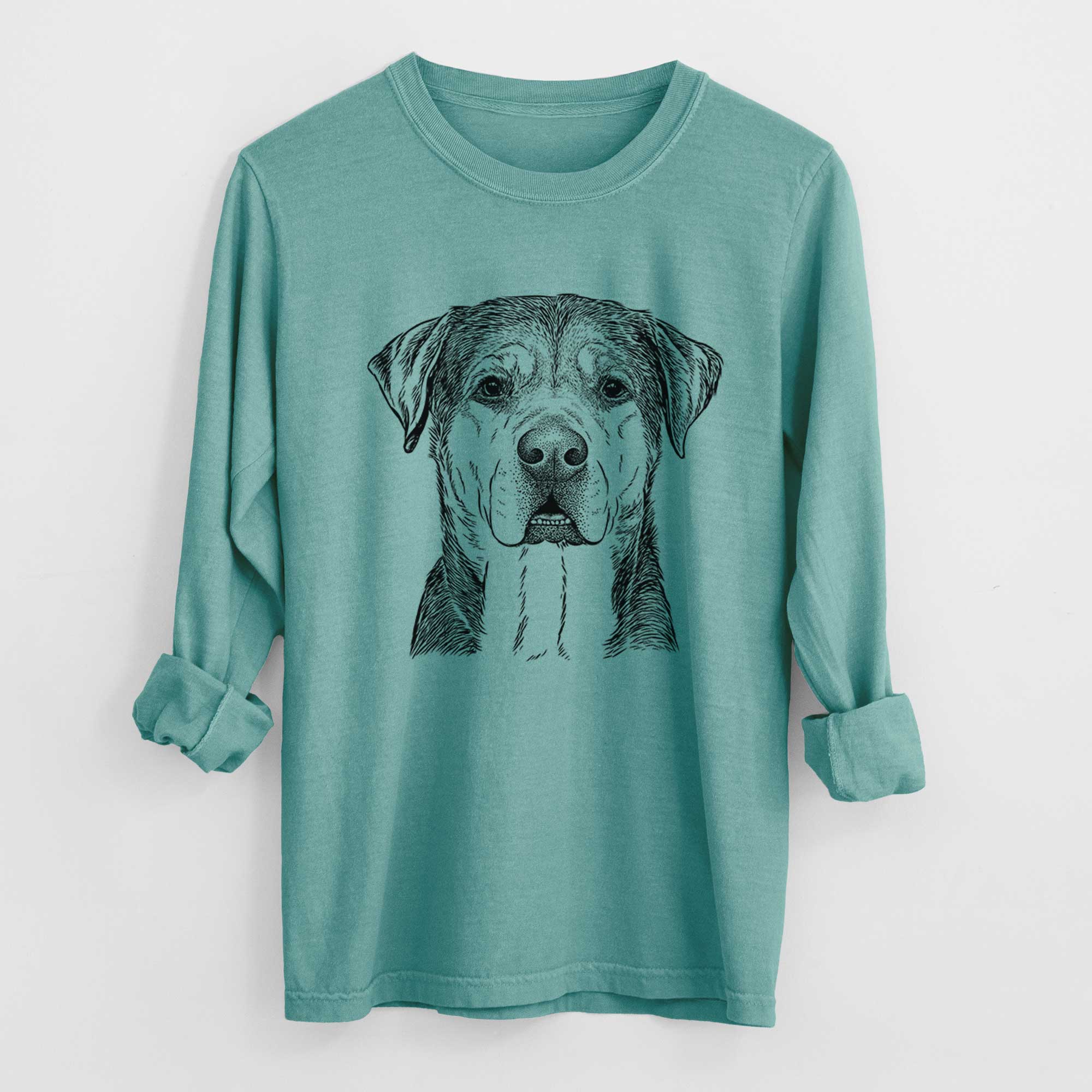 Bare Gus the Rottweiler Mix - Men's Heavyweight 100% Cotton Long Sleeve