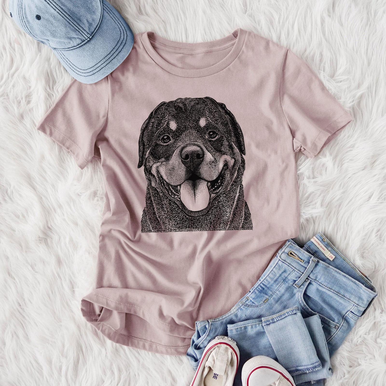 Bare Hagan the Rottweiler - Women's Lightweight Relaxed Fit 100% Cotton Crewneck