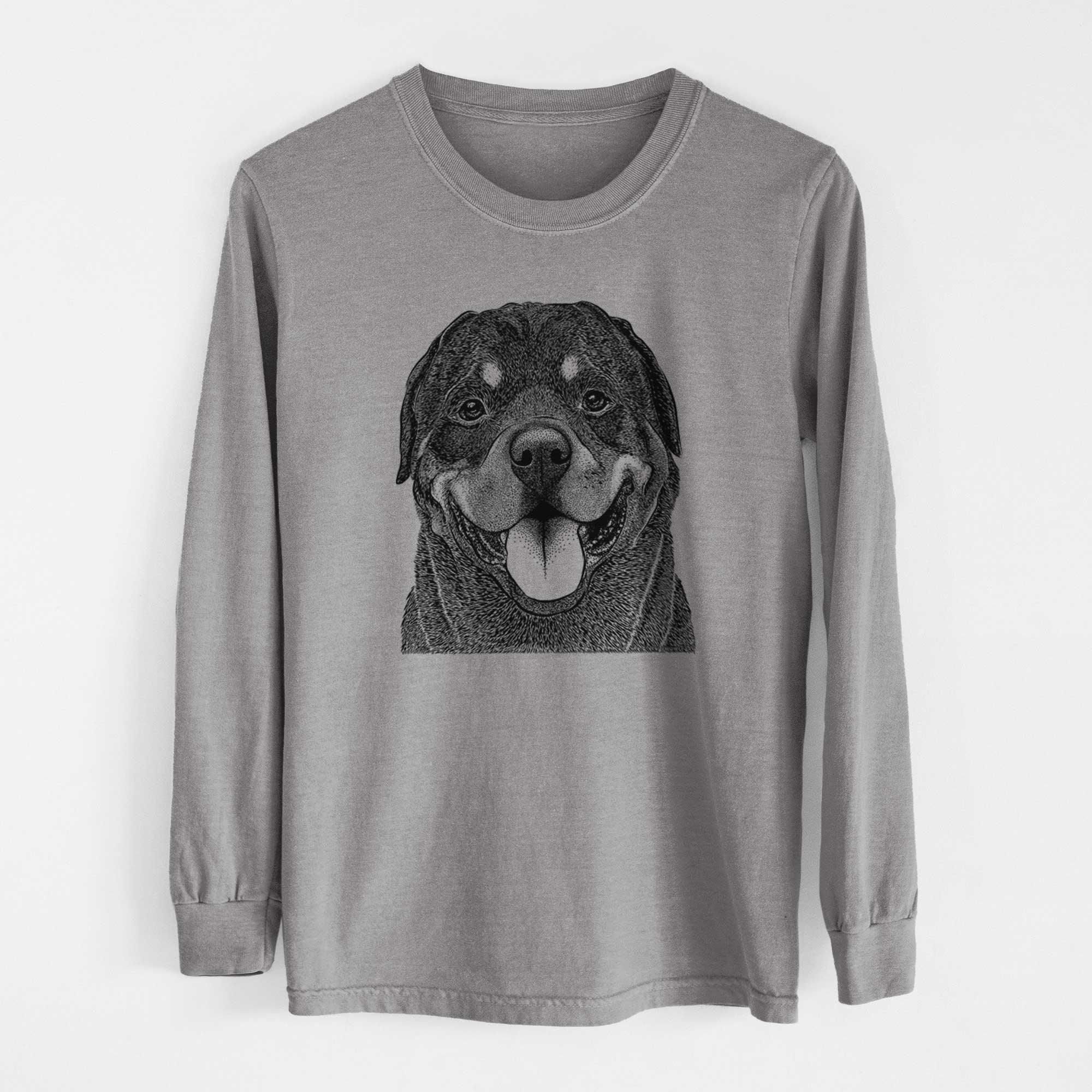 Bare Hagan the Rottweiler - Men's Heavyweight 100% Cotton Long Sleeve