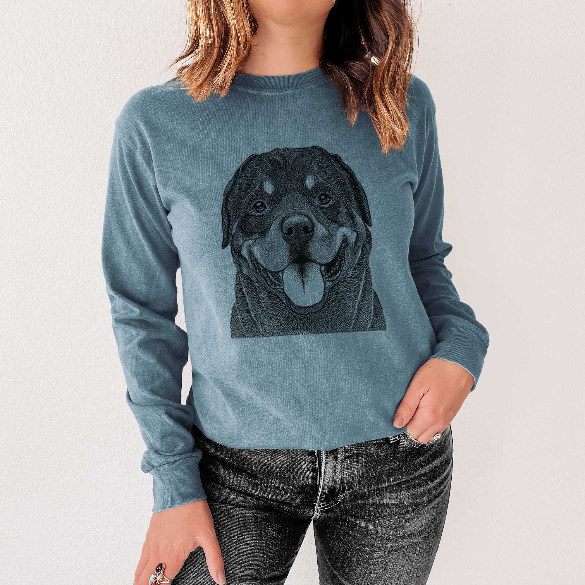 Bare Hagan the Rottweiler - Men's Heavyweight 100% Cotton Long Sleeve