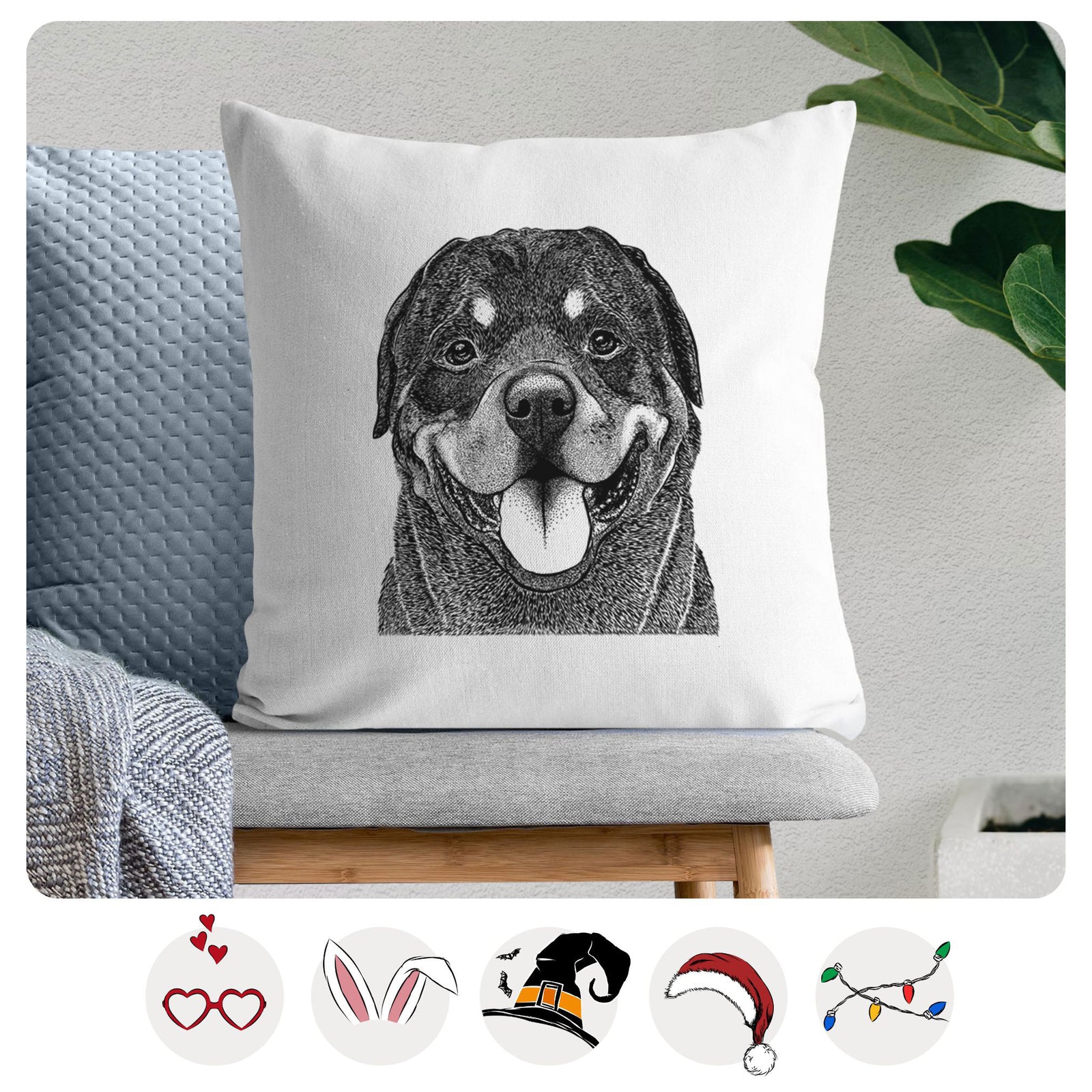 Hagan the Rottweiler - Throw Pillow Cover