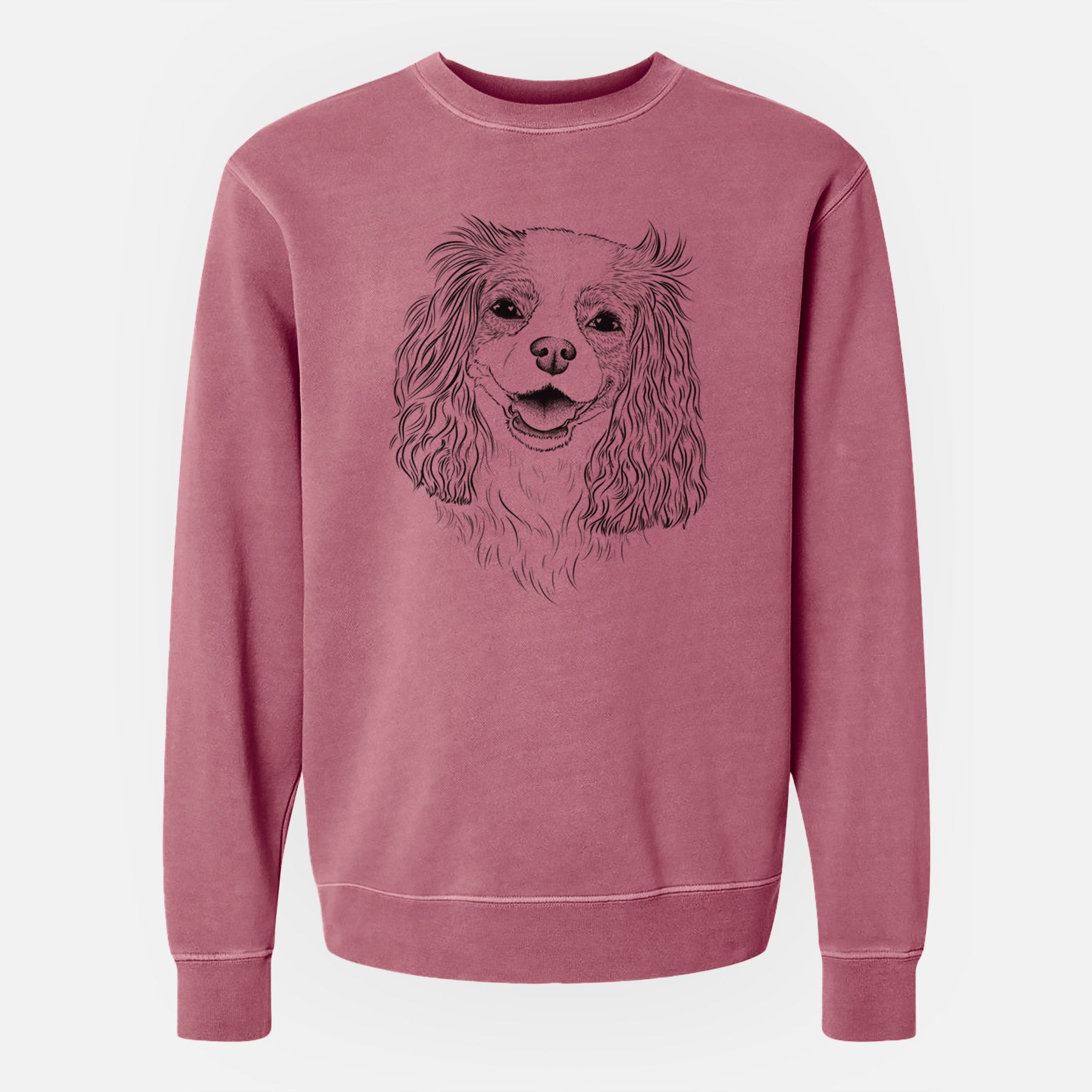 Bare Halley Comet the Cavalier King Charles Spaniel - Unisex Pigment Dyed Crew Sweatshirt