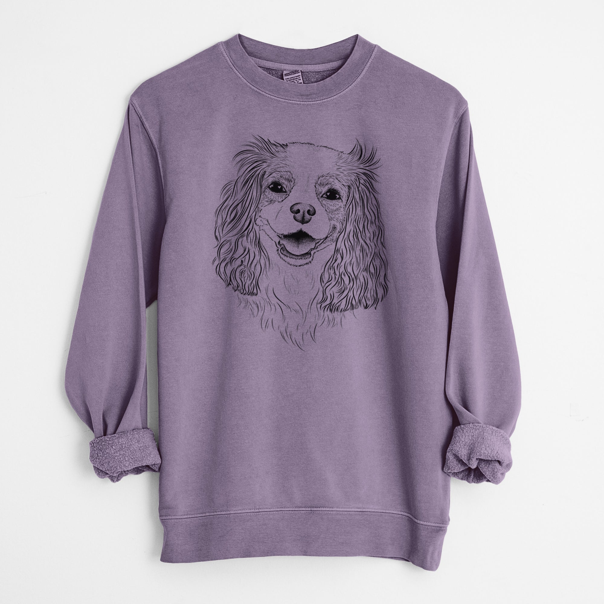 Bare Halley Comet the Cavalier King Charles Spaniel - Unisex Pigment Dyed Crew Sweatshirt