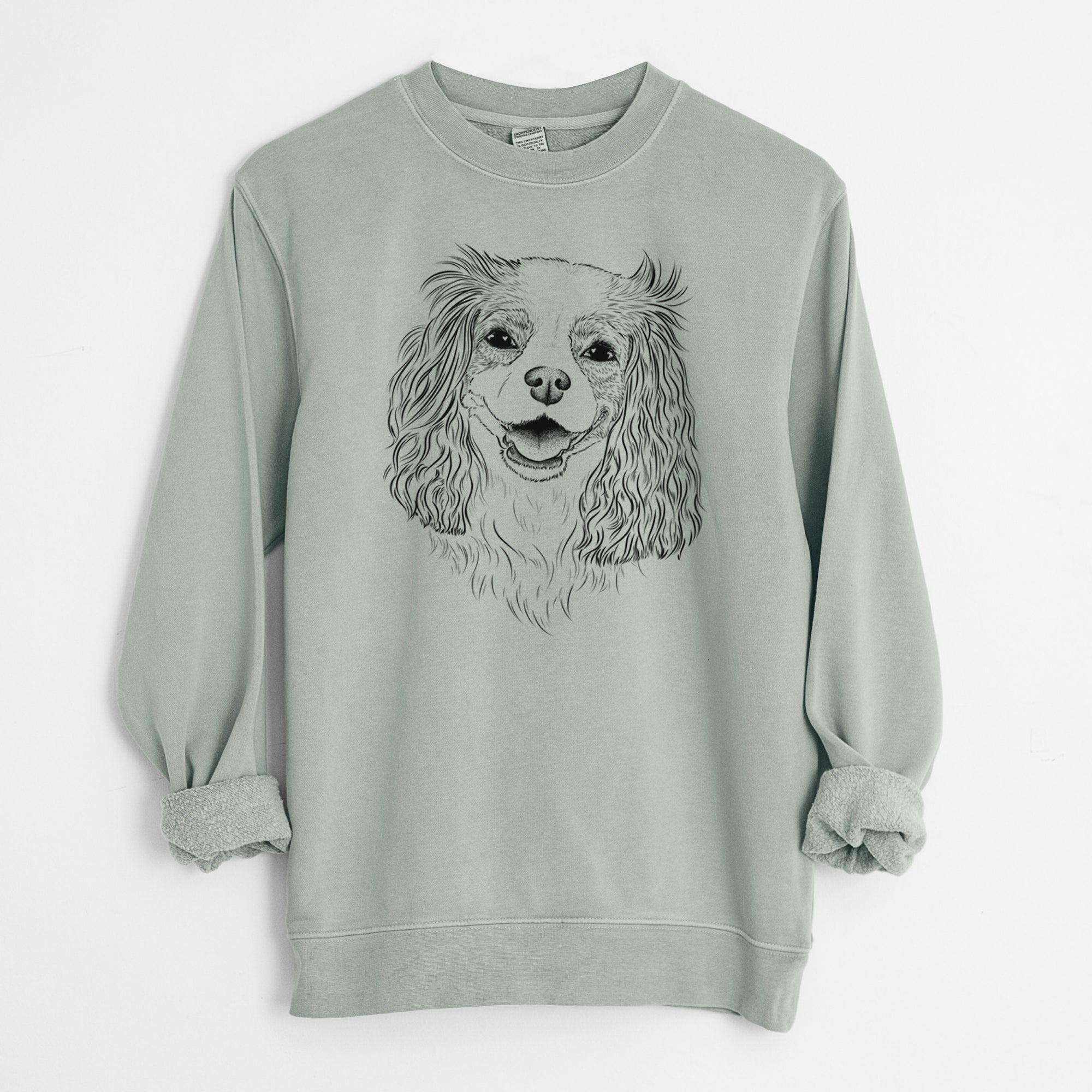 Bare Halley Comet the Cavalier King Charles Spaniel - Unisex Pigment Dyed Crew Sweatshirt