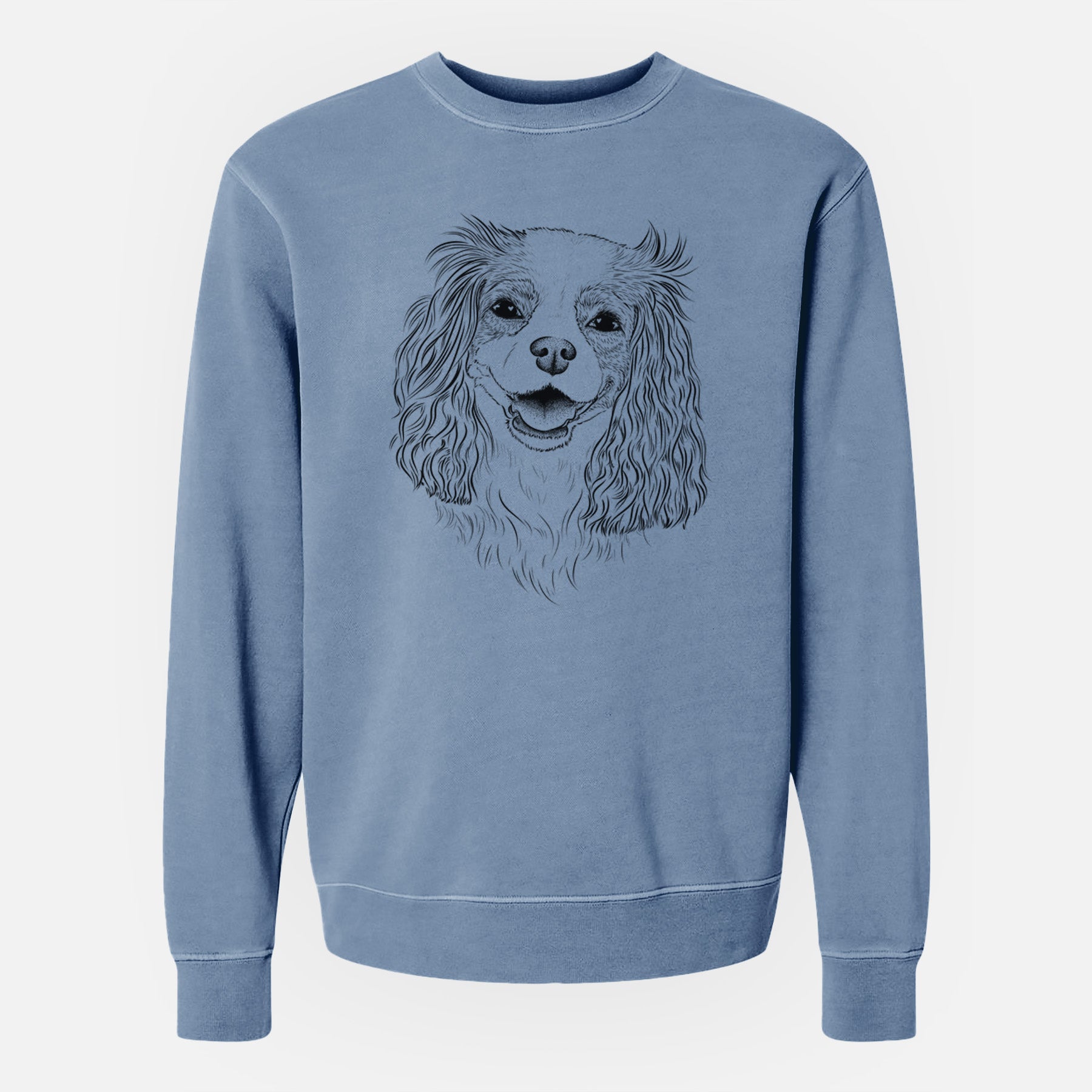 Bare Halley Comet the Cavalier King Charles Spaniel - Unisex Pigment Dyed Crew Sweatshirt