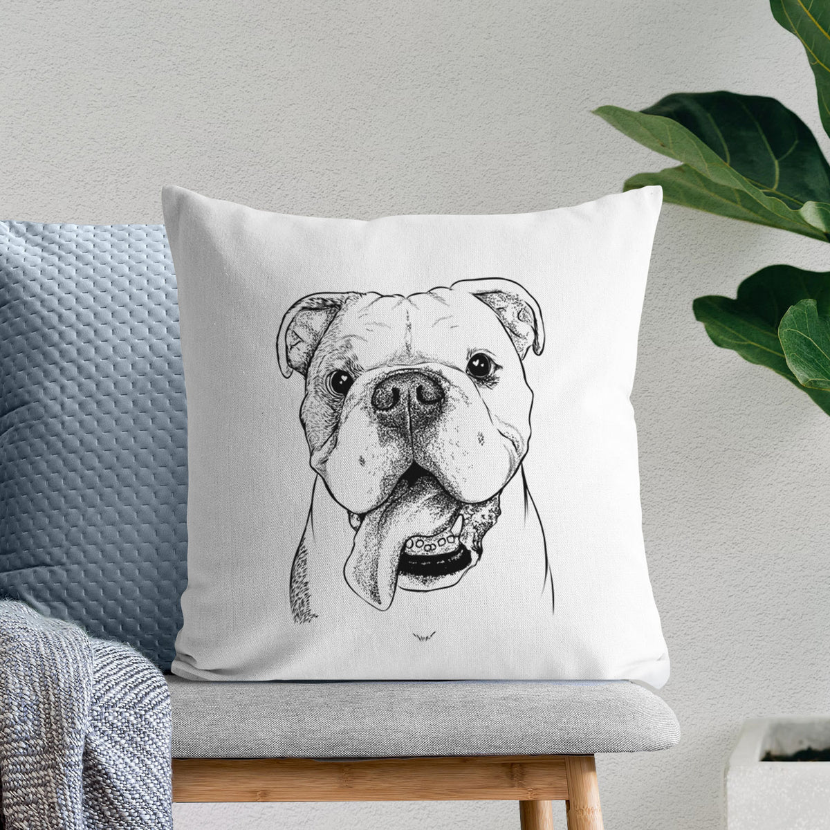 Hank the English Bulldog - Throw Pillow Cover