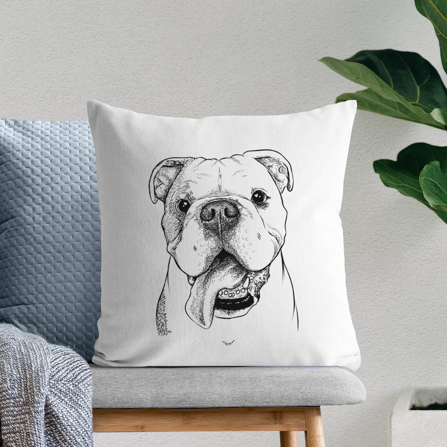 Hank the English Bulldog - Throw Pillow Cover