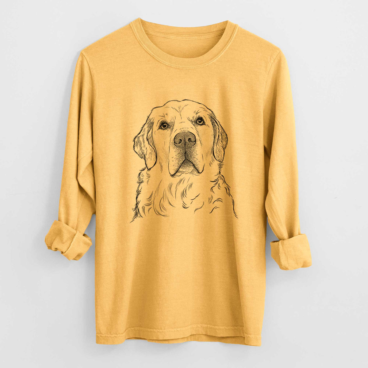 Bare Hank the Irish Cream Golden Retriever - Men's Heavyweight 100% Cotton Long Sleeve
