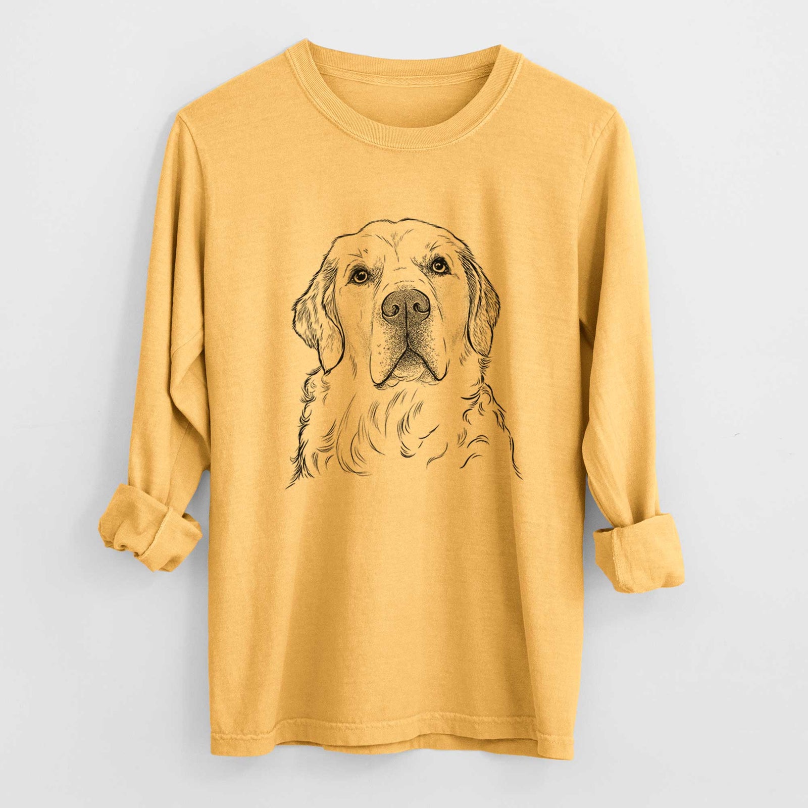 Bare Hank the Irish Cream Golden Retriever - Men's Heavyweight 100% Cotton Long Sleeve