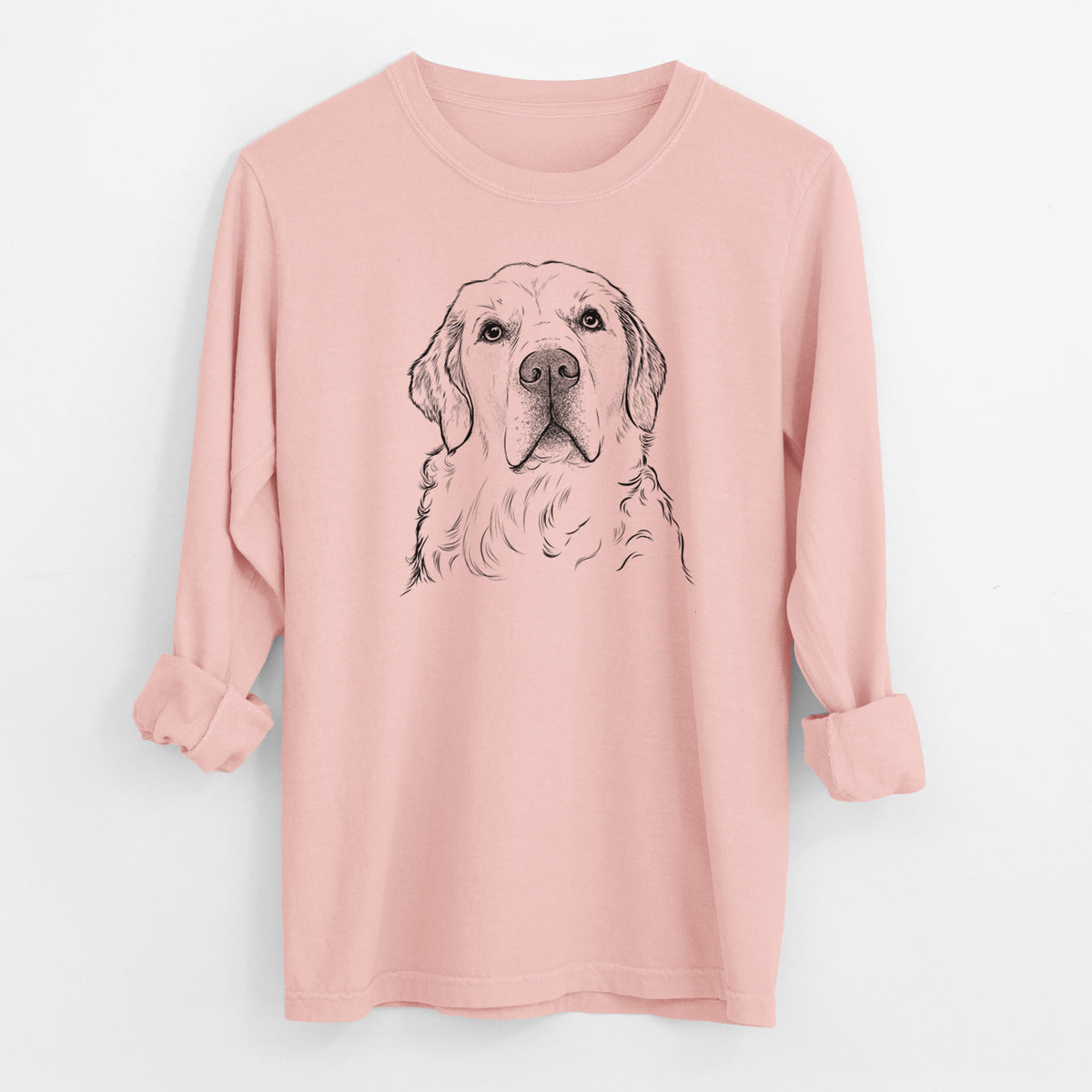 Bare Hank the Irish Cream Golden Retriever - Men's Heavyweight 100% Cotton Long Sleeve