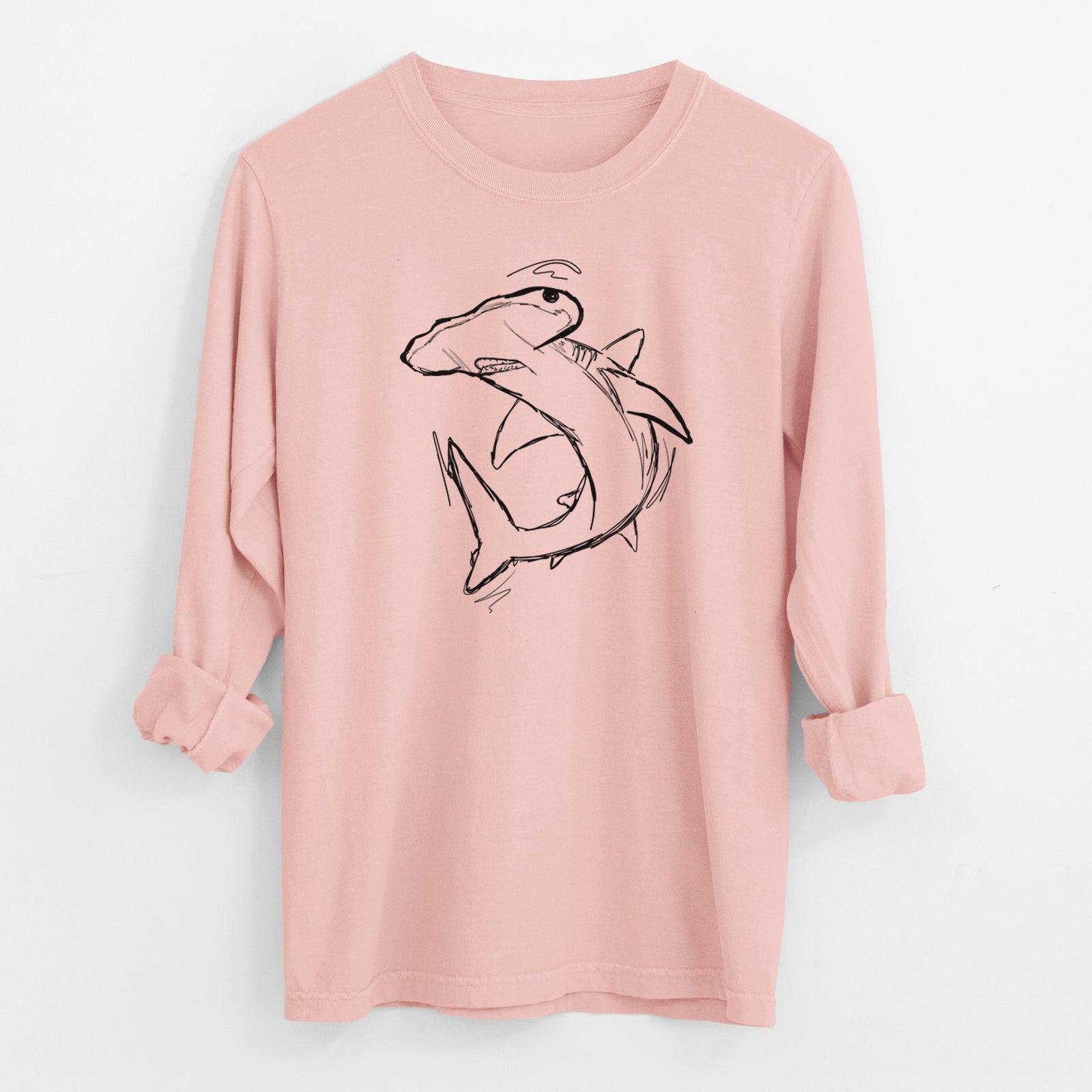 Bare Hank the Hammerhead Shark - Men's Heavyweight 100% Cotton Long Sleeve